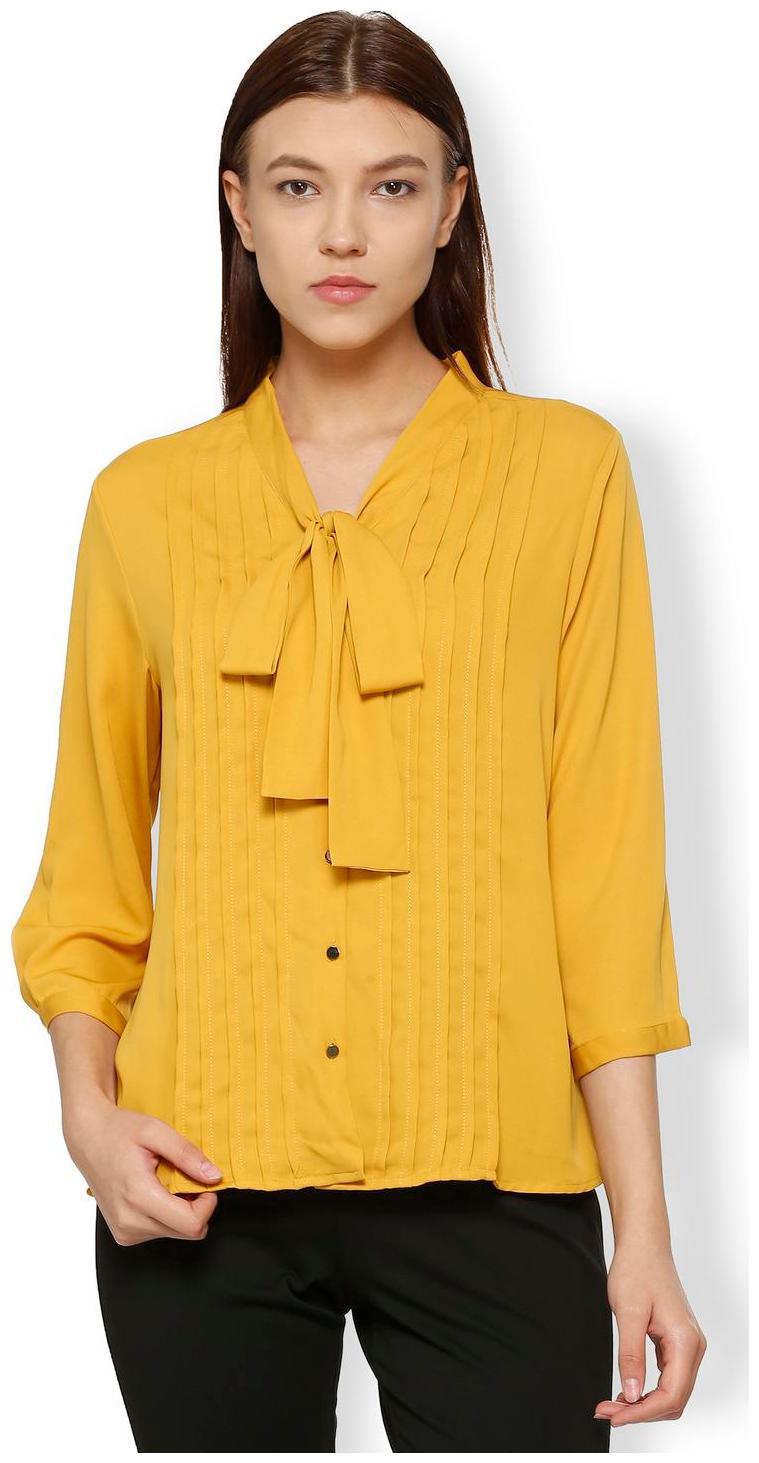 

Van Heusen Women Yellow Solid Regular Fit Shirt