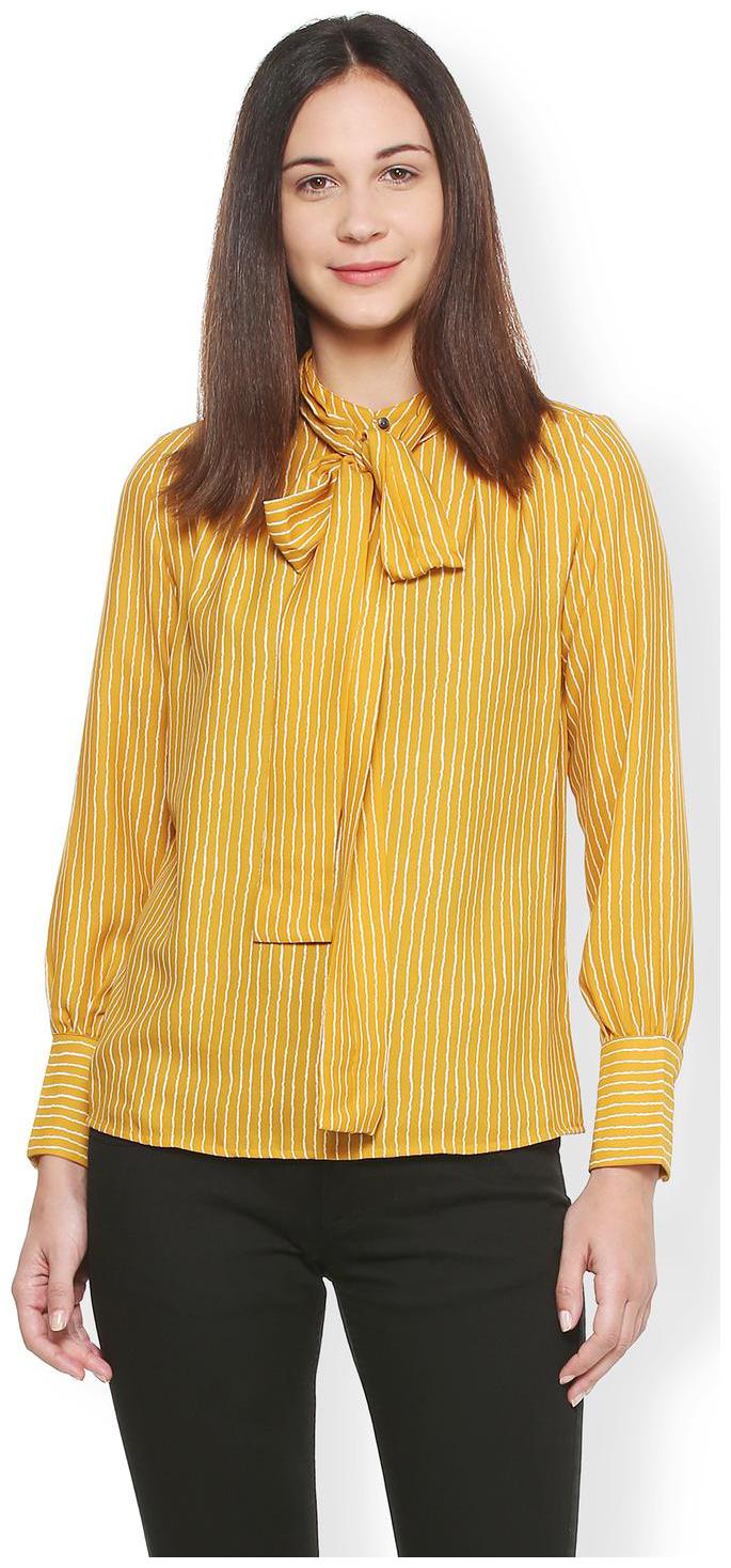 

Van Heusen Women Striped Regular top - Yellow