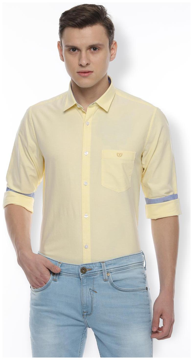 

Van Heusen Men Yellow Weaved Slim Fit Casual Shirt