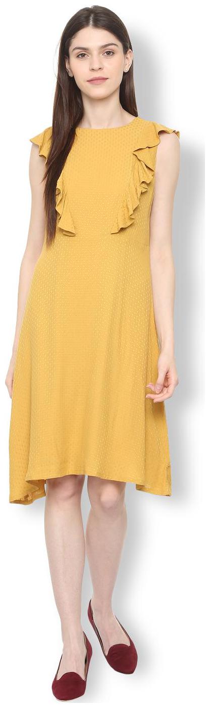

Van Heusen Yellow Printed A-line dress