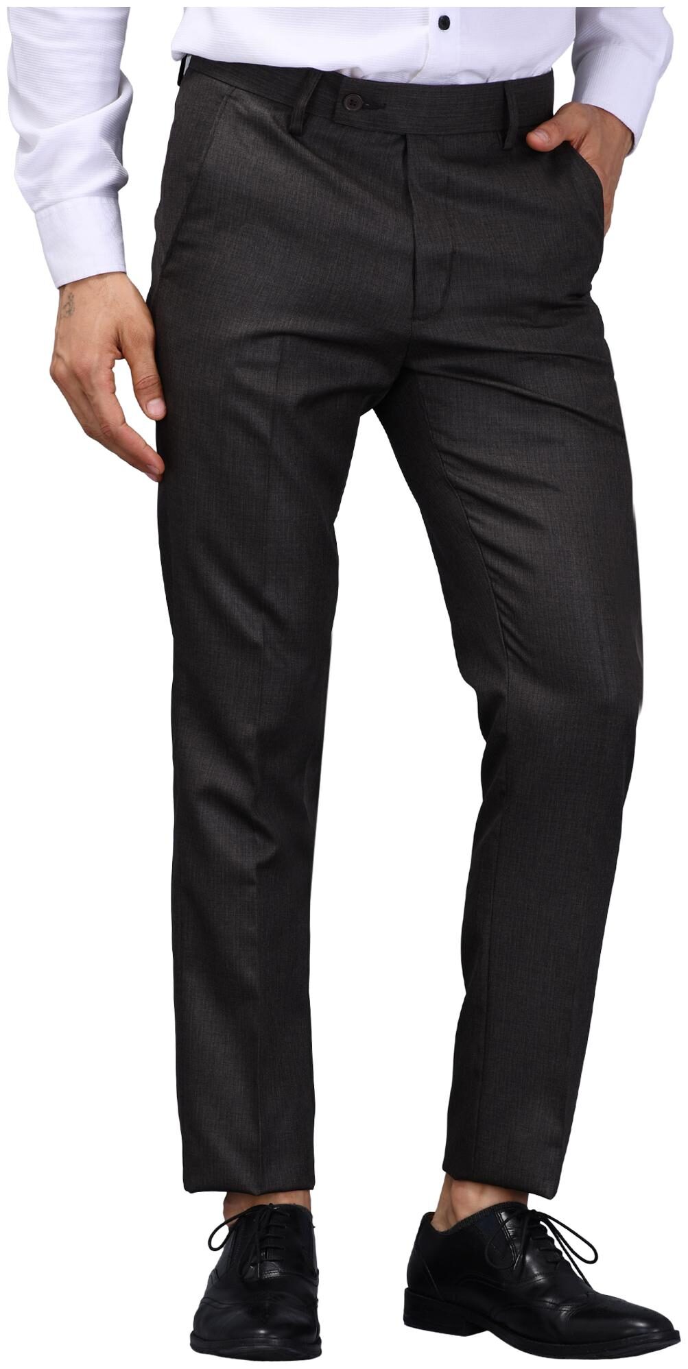 

VANDNAM Men Textured Slim Fit Formal Trouser - Brown