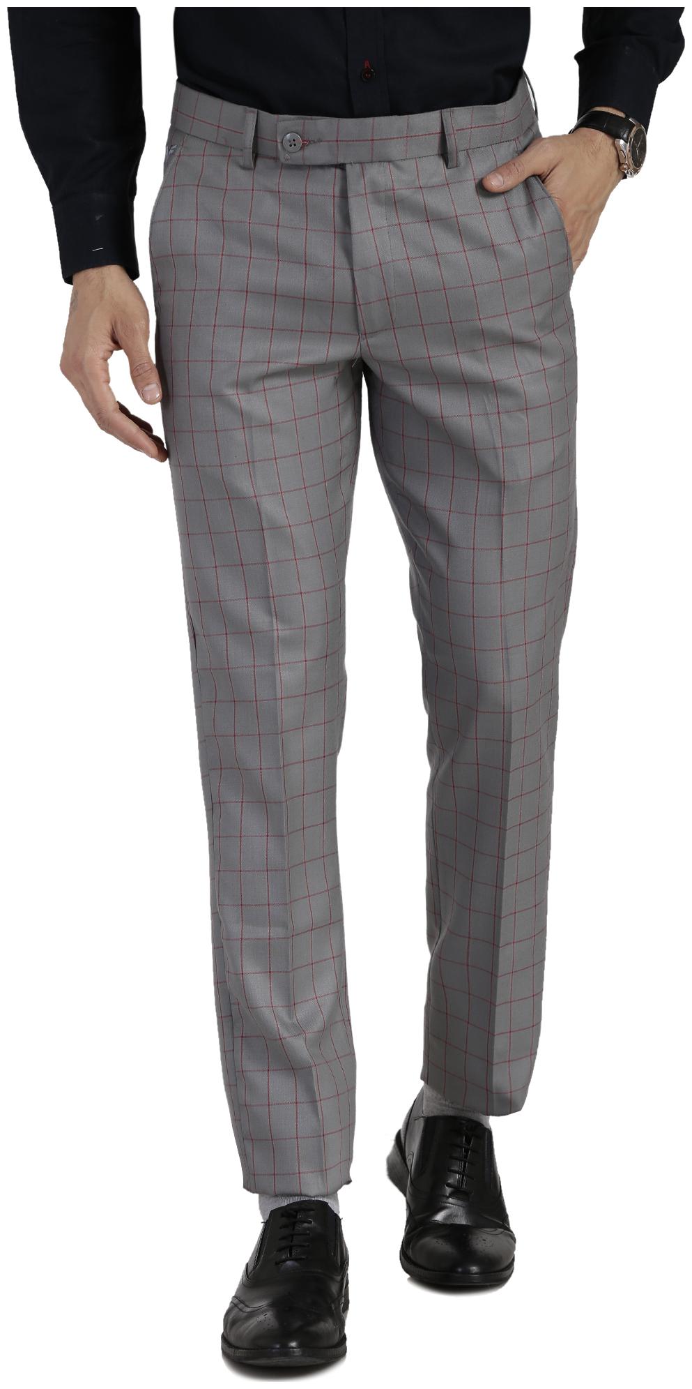 

VANDNAM Men Checked Slim Fit Formal Trouser - Grey