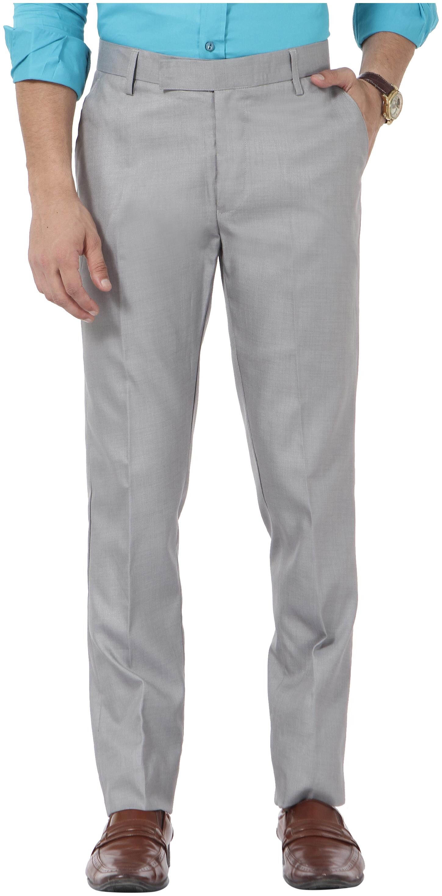 

VANDNAM Men Solid Slim Fit Formal Trouser - Silver