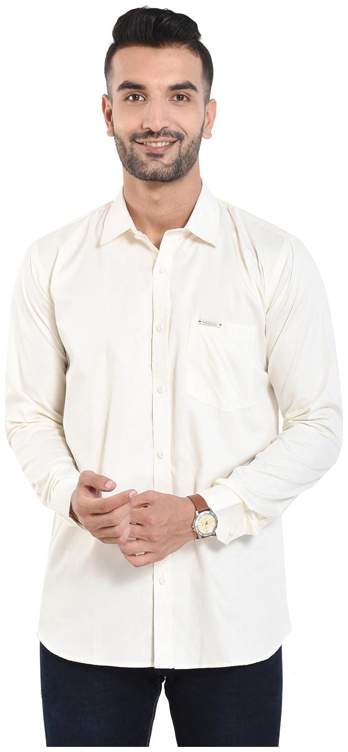 

VANDNAM Men White Solid Slim Fit Casual Shirt