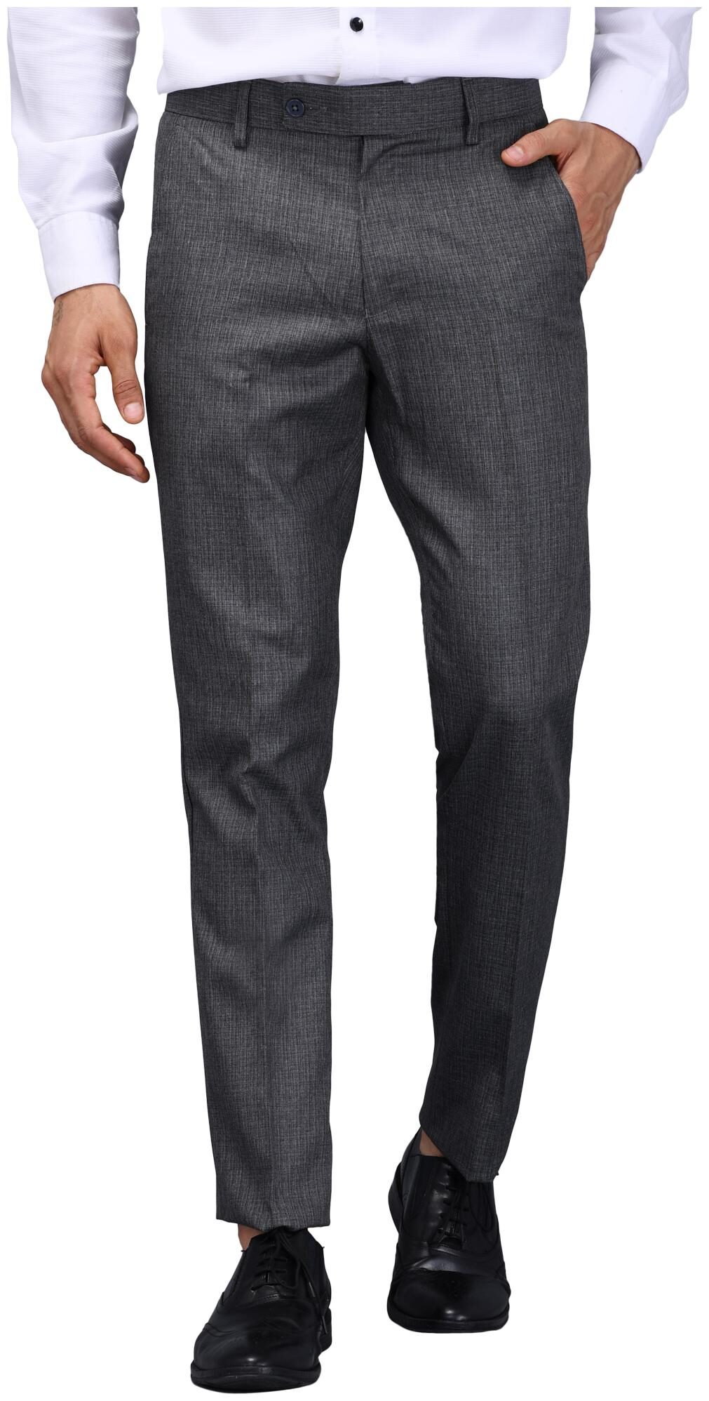 

VANDNAM Men Textured Slim Fit Formal Trouser - Grey