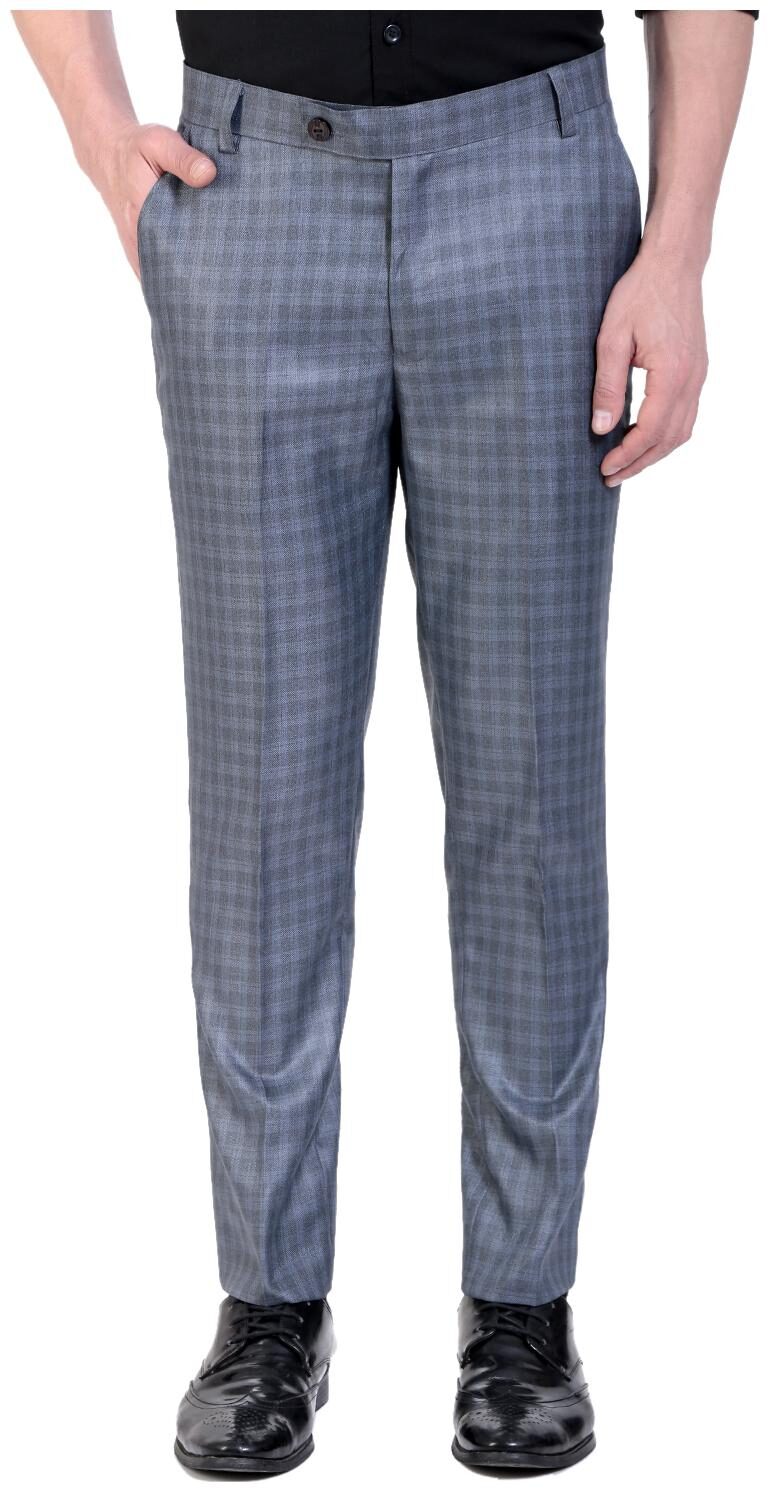 

VANDNAM Men Checked Slim Fit Formal Trouser - Grey