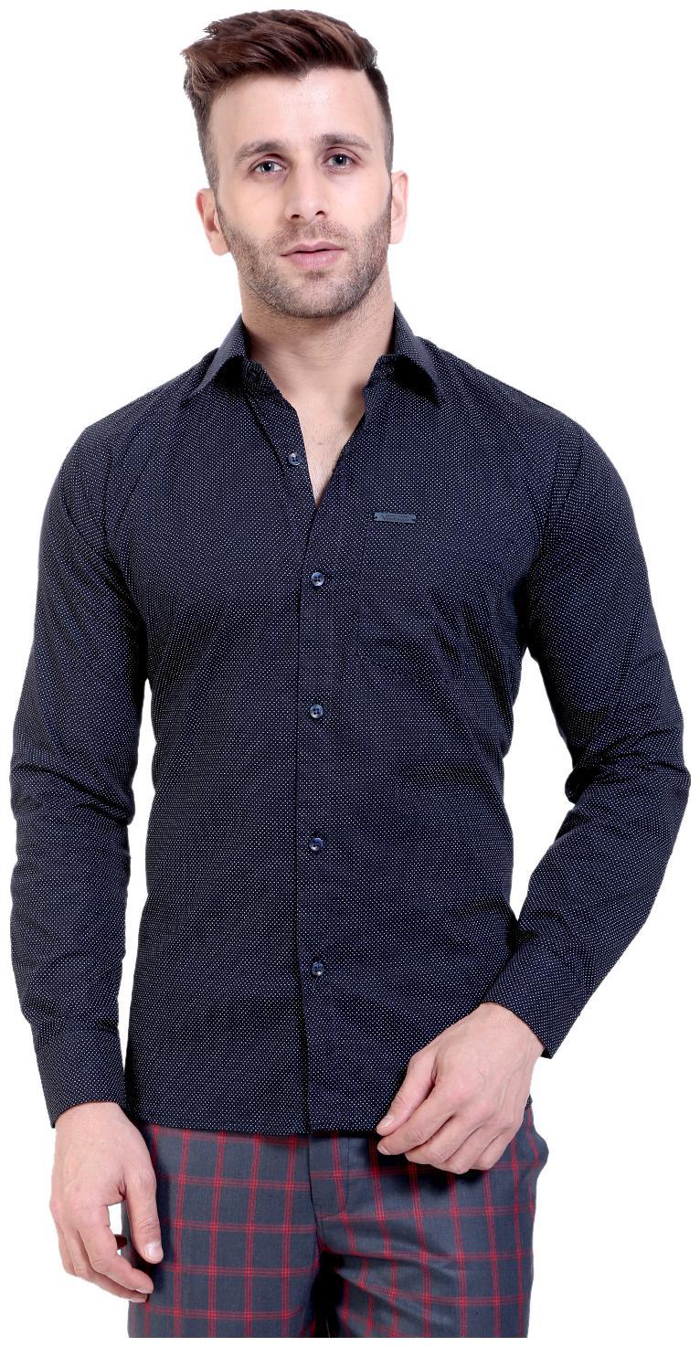 

VANDNAM Men Blue Polka Dots Slim Fit Casual Shirt