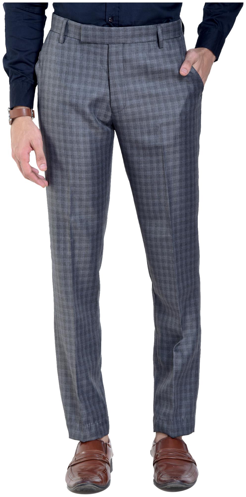 

VANDNAM Men Checked Slim Fit Formal Trouser - Black