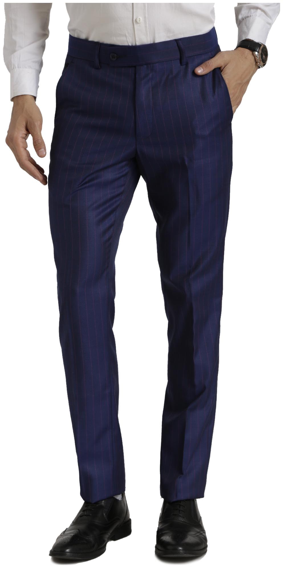 

VANDNAM Men Striped Slim Fit Formal Trouser - Blue