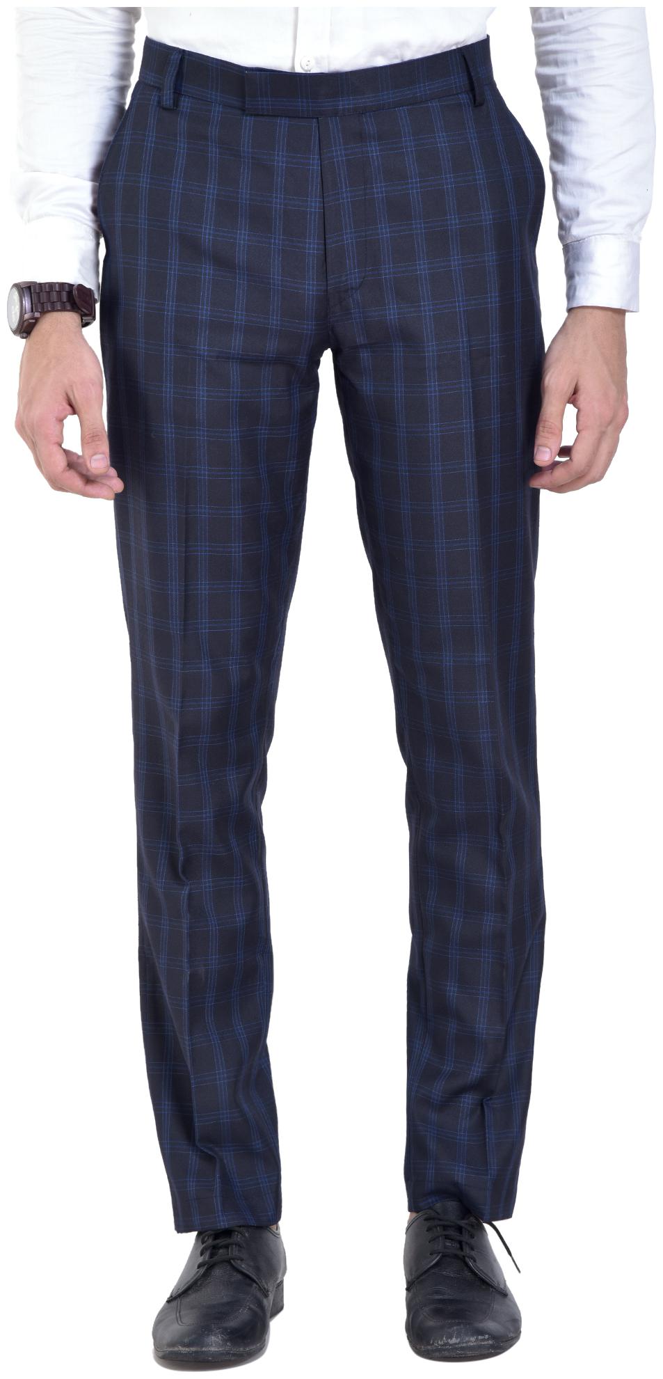 

VANDNAM Men Checked Slim Fit Formal Trouser - Black