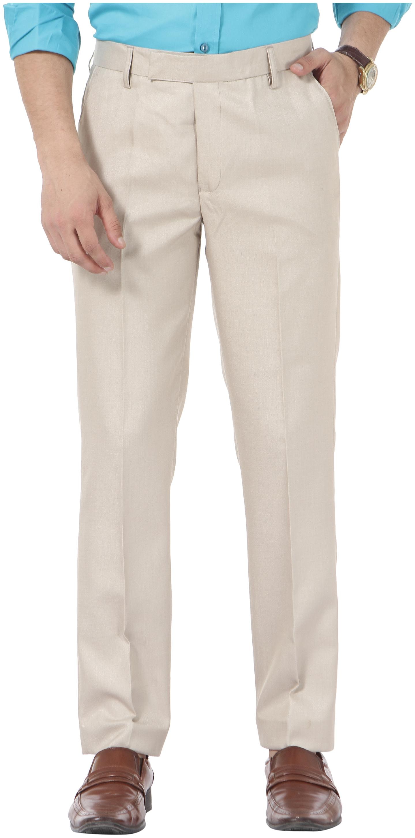 

VANDNAM Men Solid Slim Fit Formal Trouser - Beige
