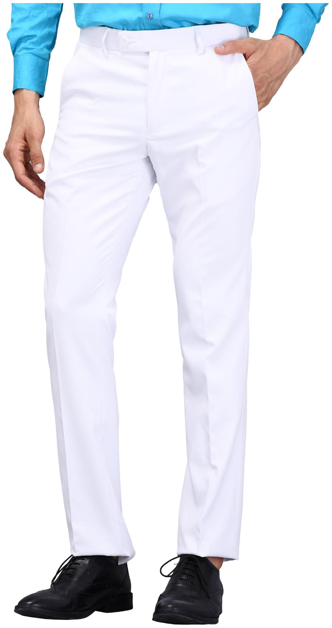 

VANDNAM Men Solid Slim Fit Formal Trouser - White