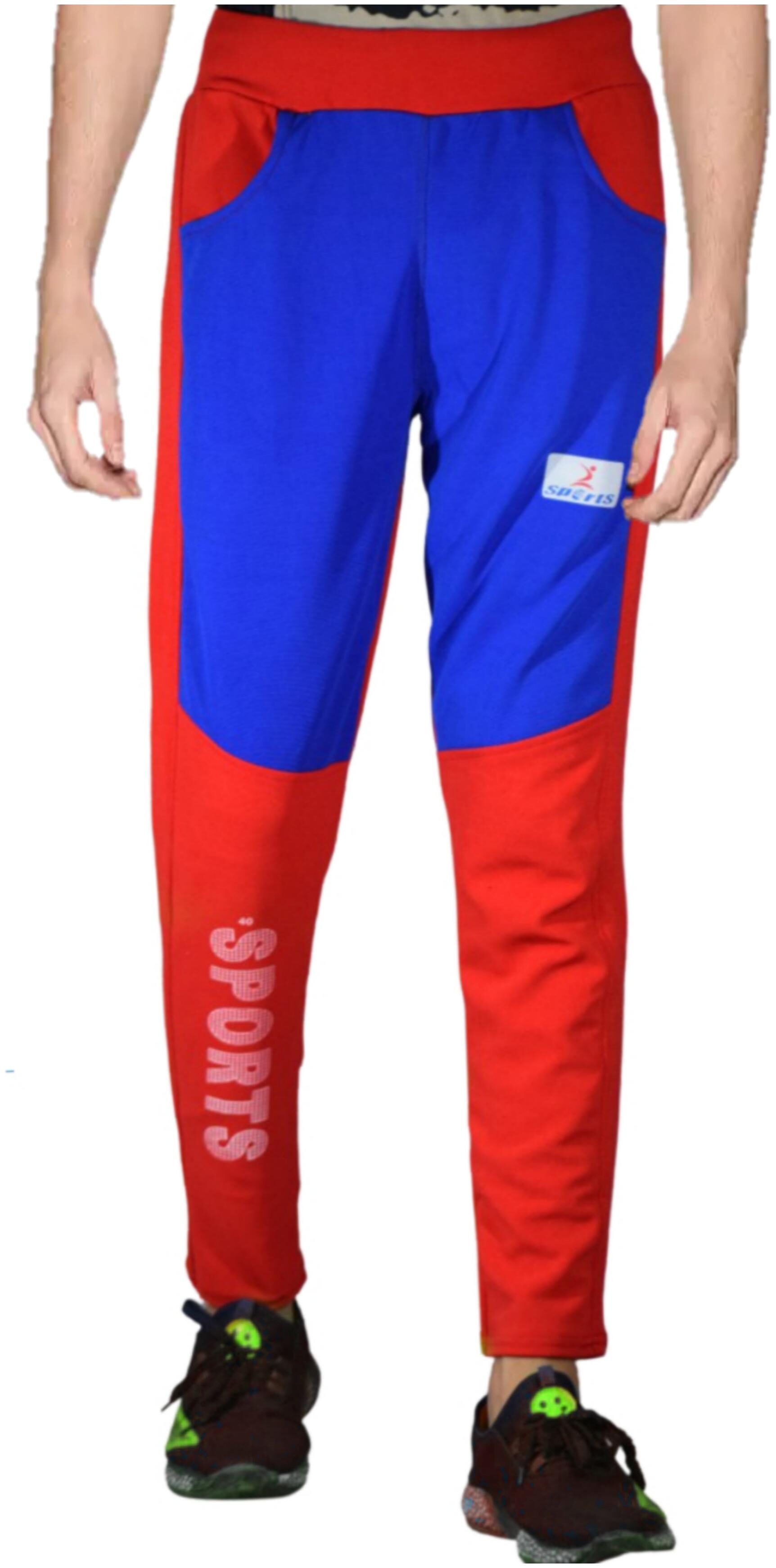 

Vantar Cotton Blend Red Colorblocked Track Pants For Men
