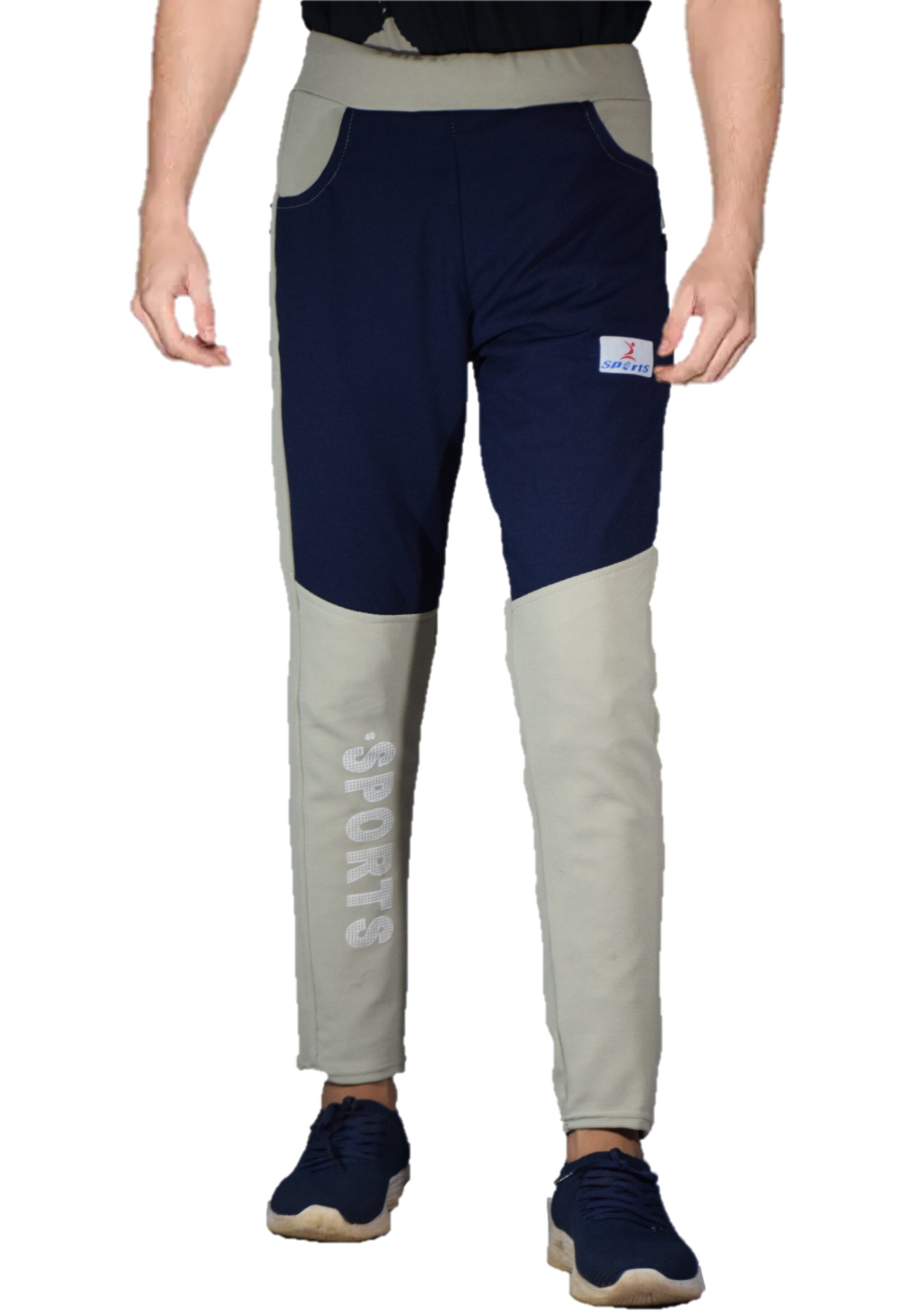 

Vantar Cotton Blend Grey Colorblocked Track Pants For Men