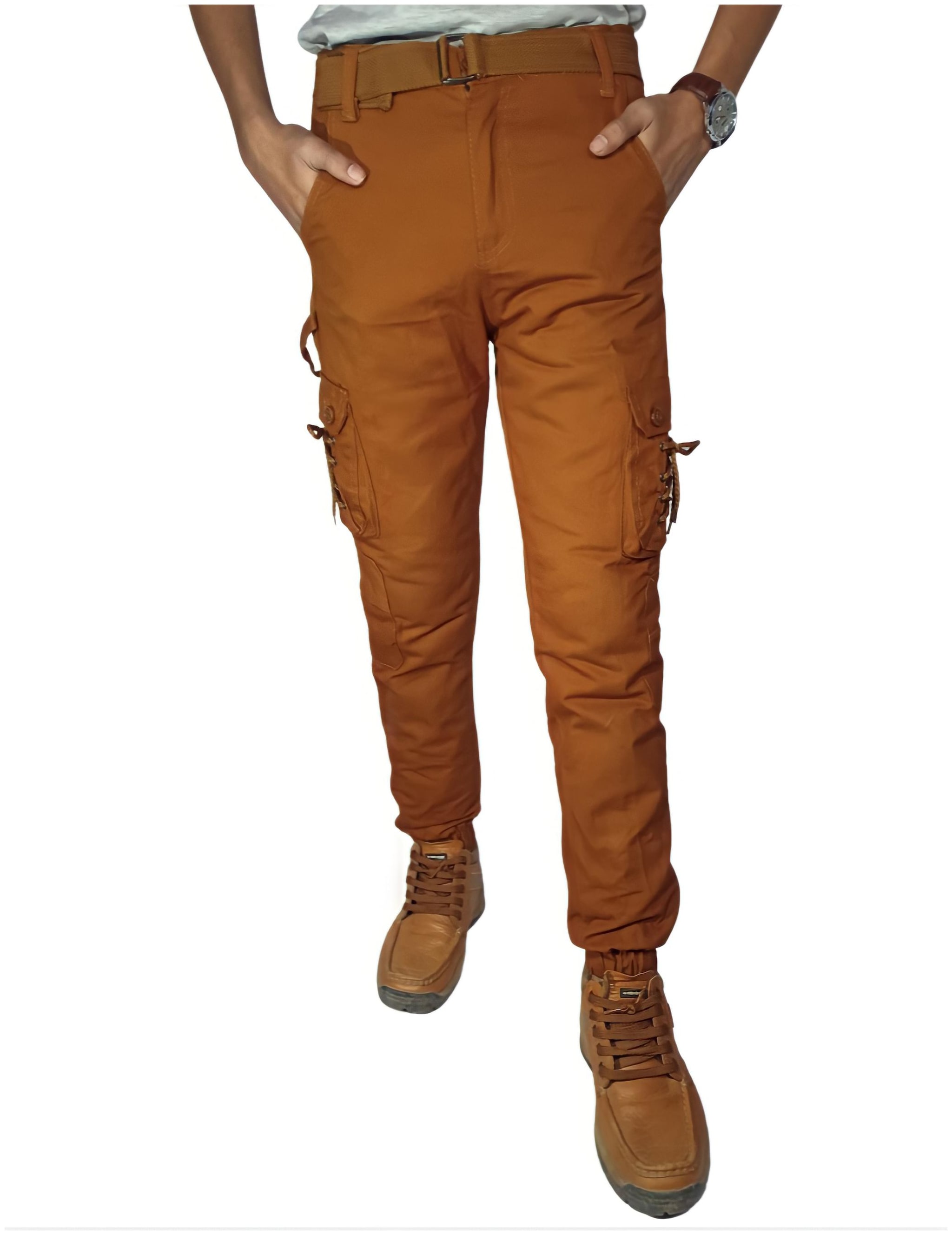 

Vantar Men Brown Solid Regular fit Cargos