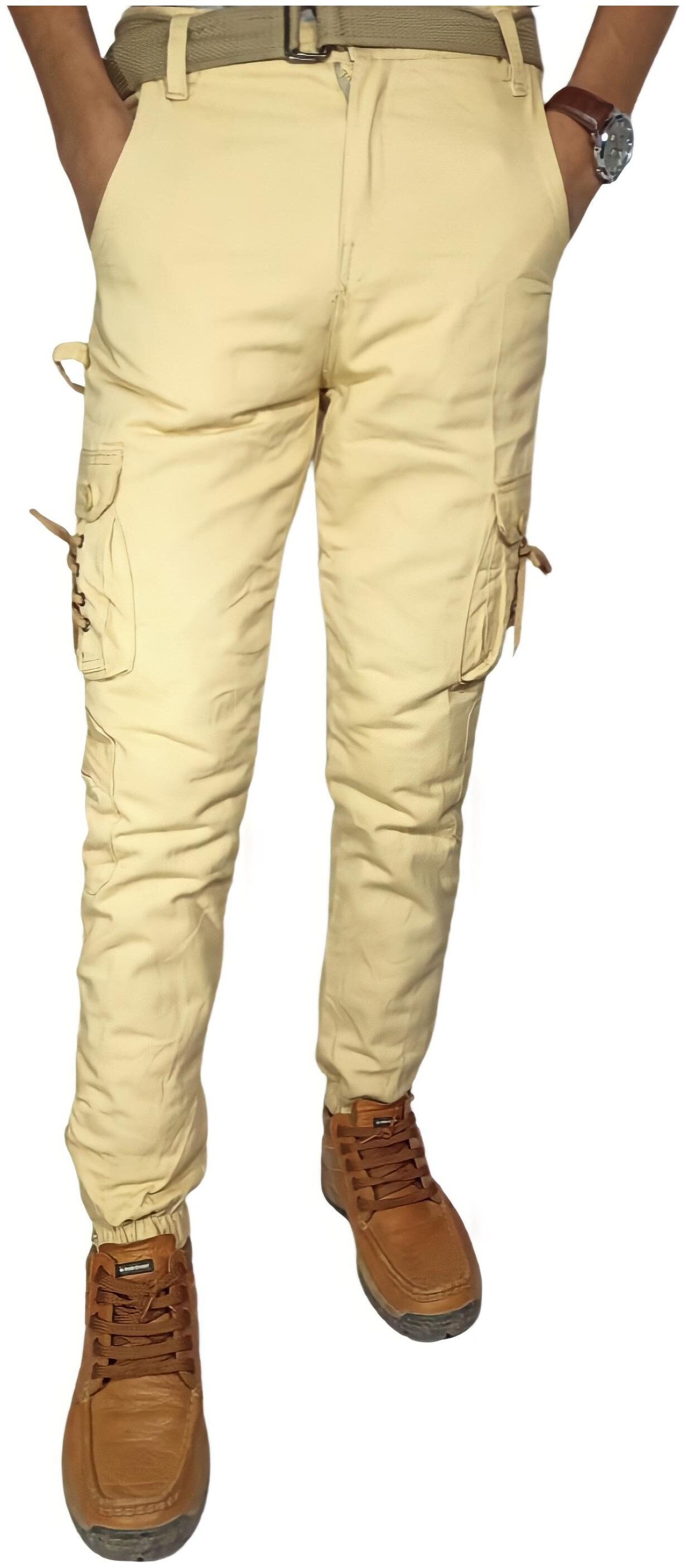 

Vantar Men Beige Solid Regular fit Travel friendly Cargos