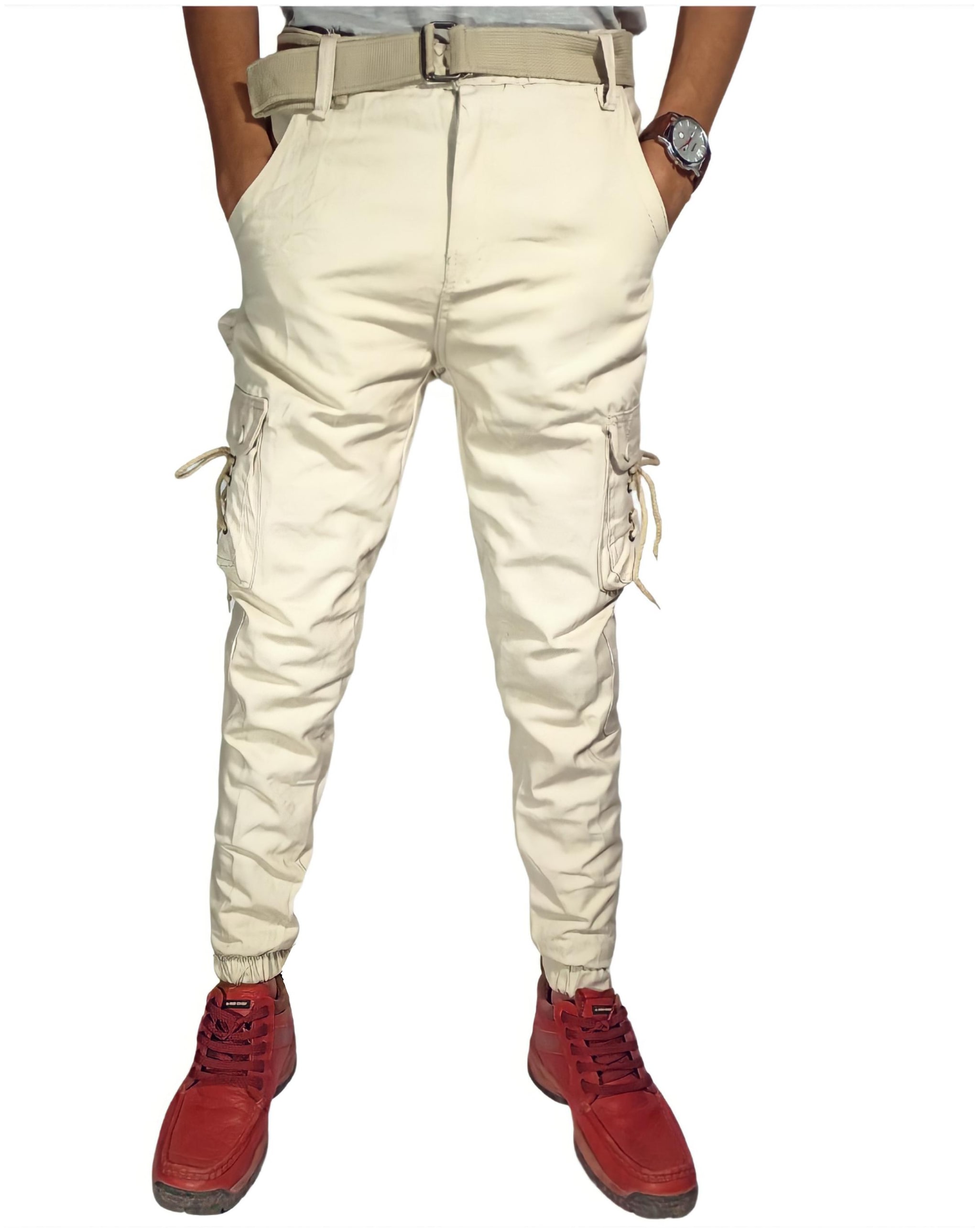 

Vantar Men White Solid Regular fit Travel friendly Cargos