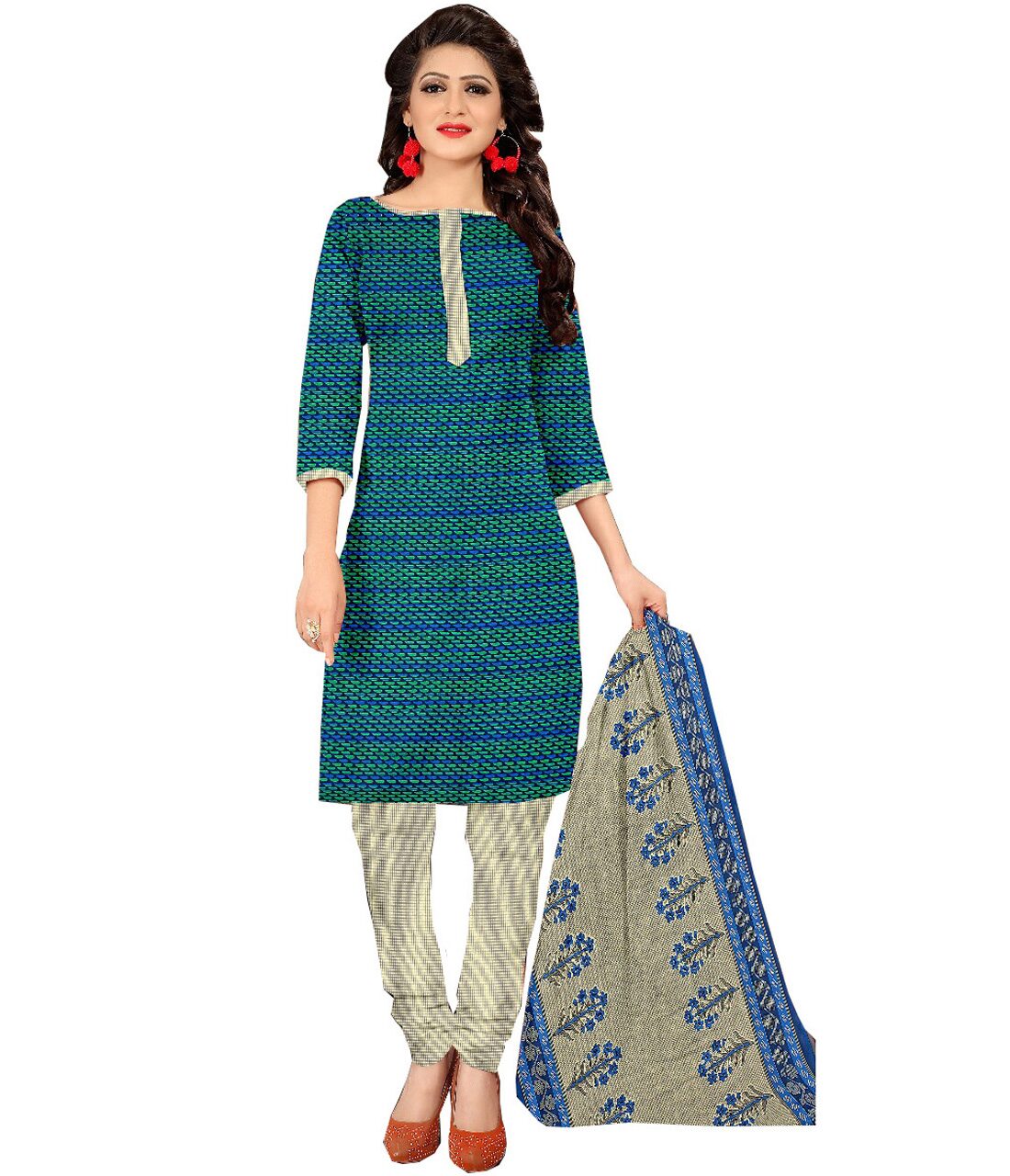 

Vardan Blue Unstitched Kurta with bottom dupatta With dupatta Dress Material