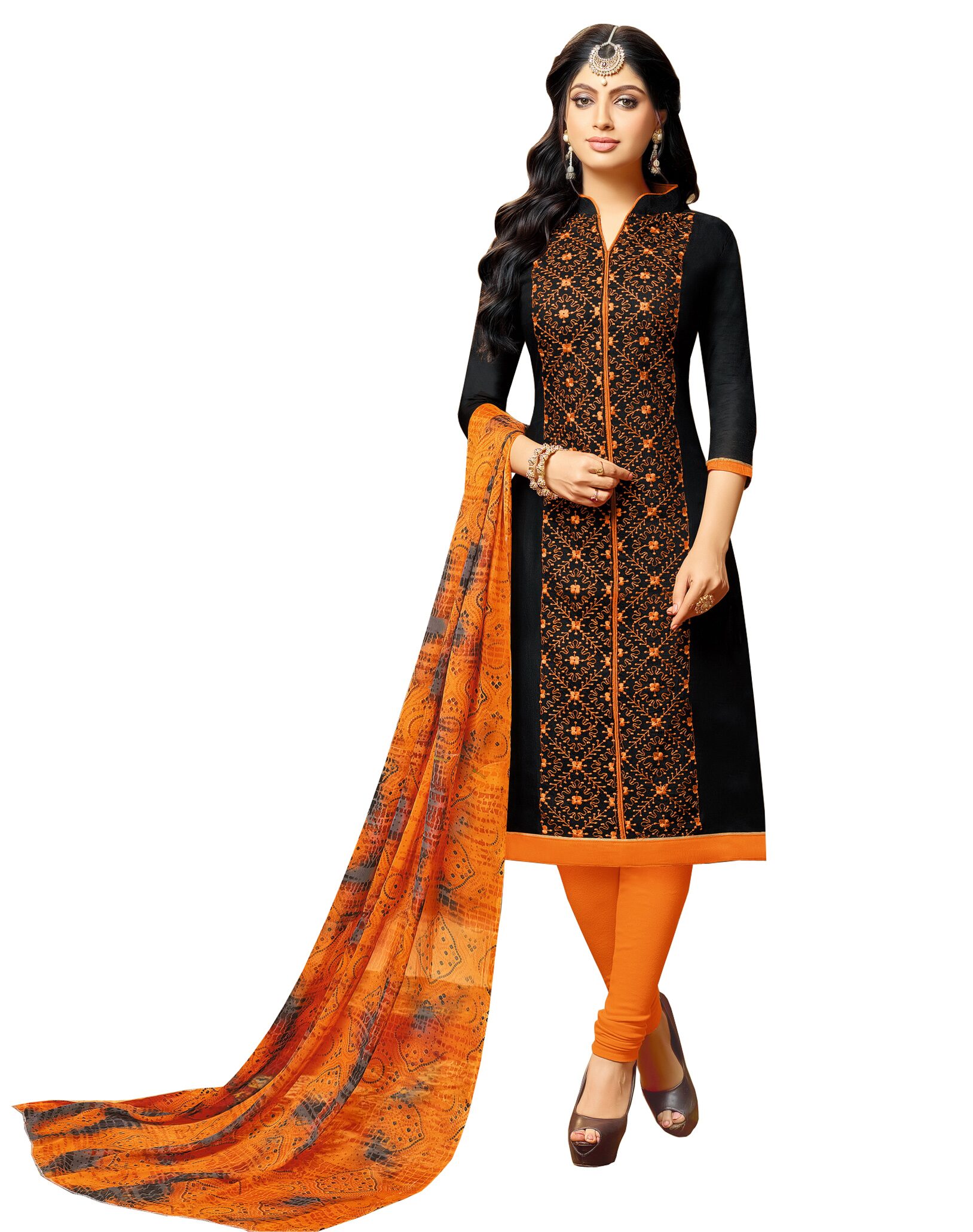 

Vardan Black Unstitched Kurta with bottom dupatta With dupatta Dress Material
