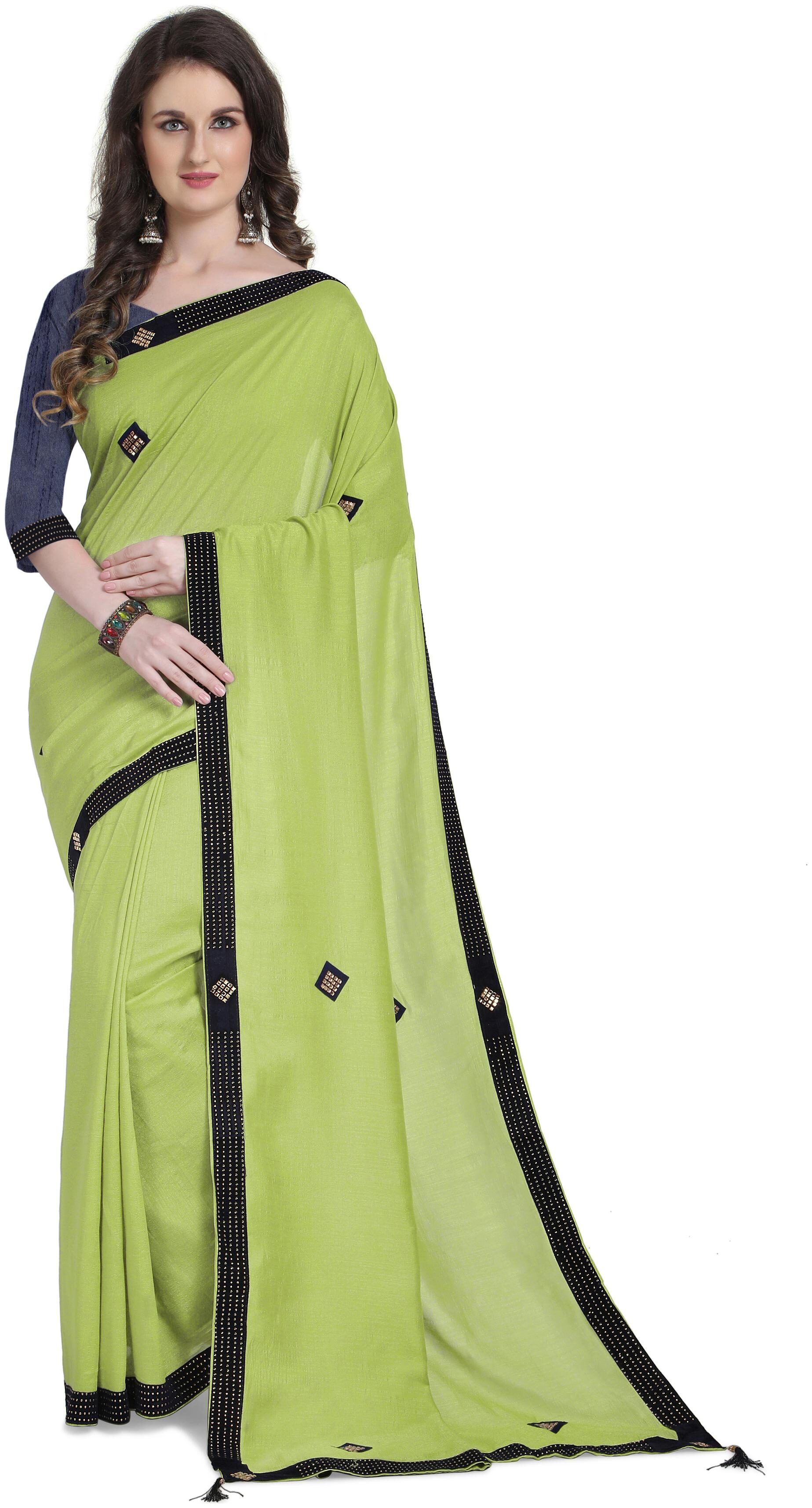 

Vardan Ethnic Women Georgette Green Designer Saree With Blouse