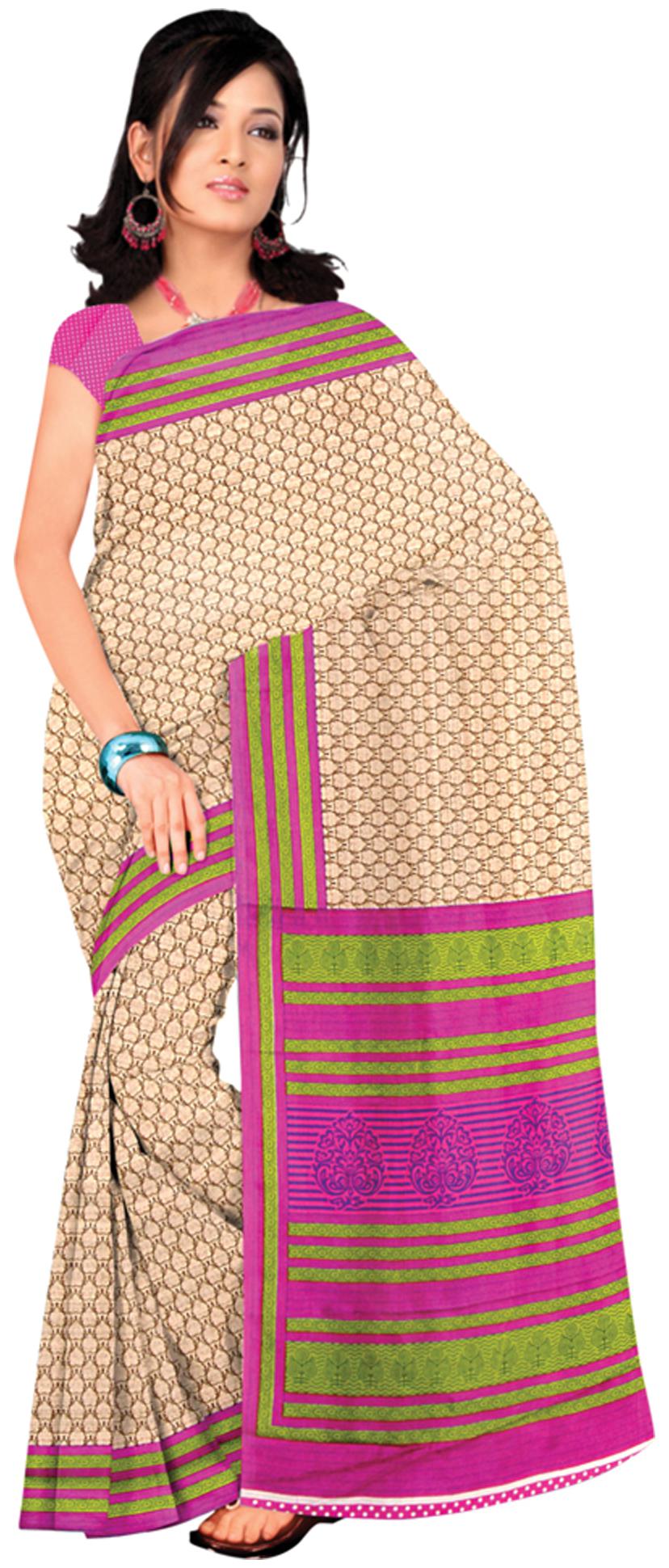 

VARDAN PRIN Cream Silk Saree