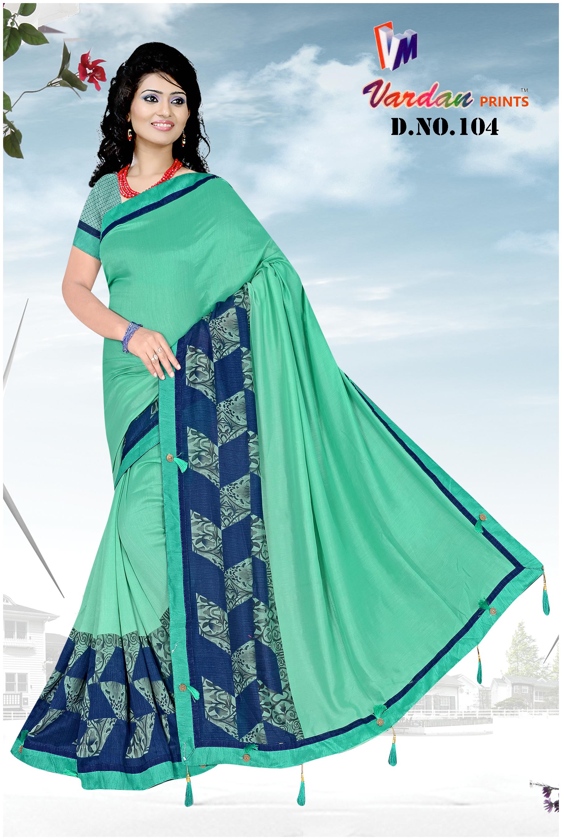 

Vardan Prints fancy border printed saree with blouse piece