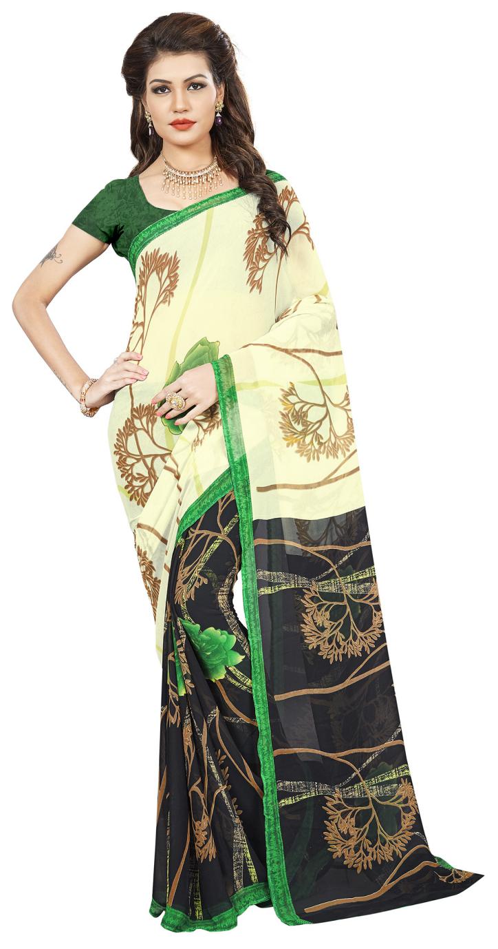 

Vardan Prints Women s Geogette Saree With Blouse Piece