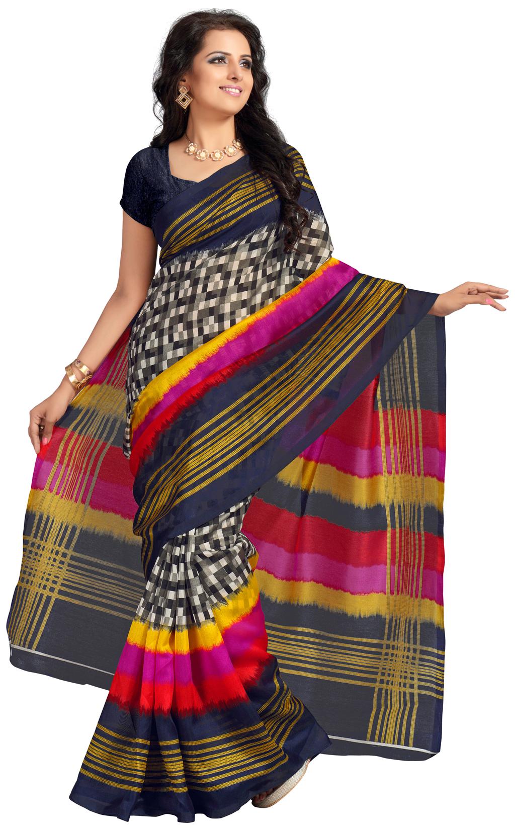

Vardan Prints Black Polyester Saree
