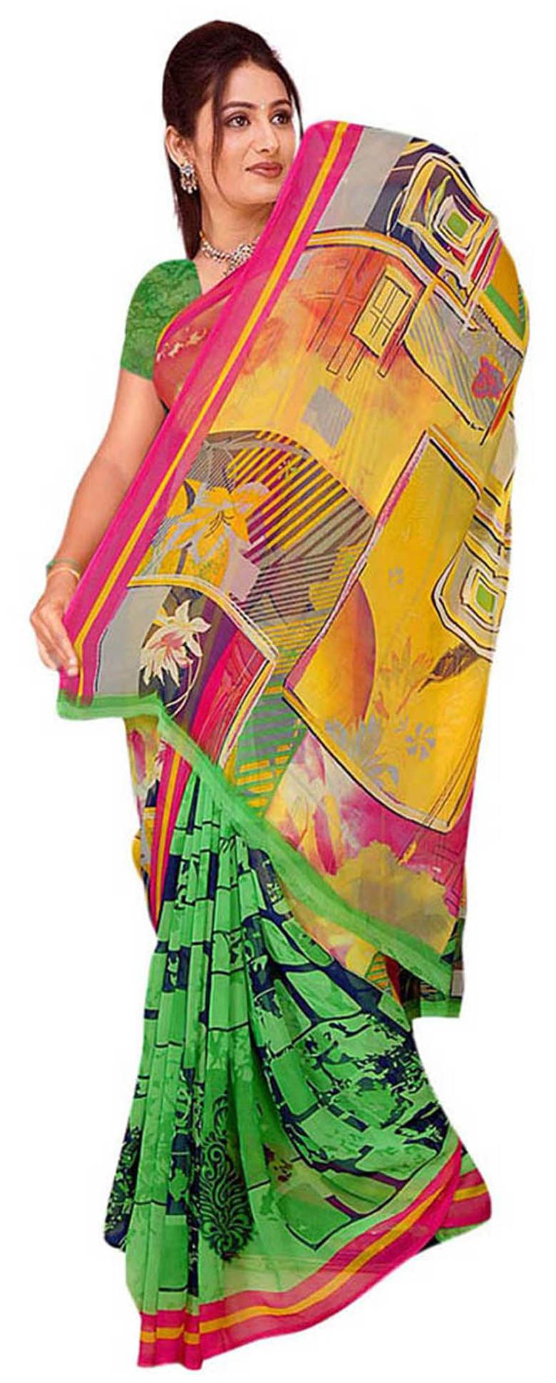 

Vardan Prints Multi Color Faux Chiffon Saree