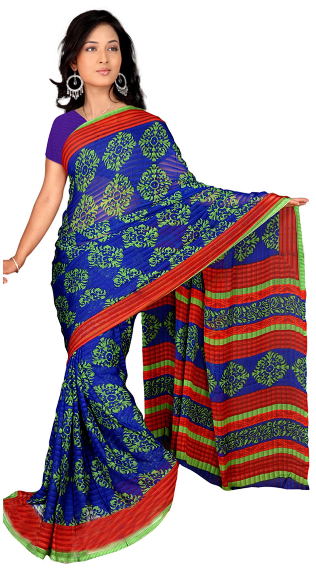 

Vardan Prints Blue Georgette Saree