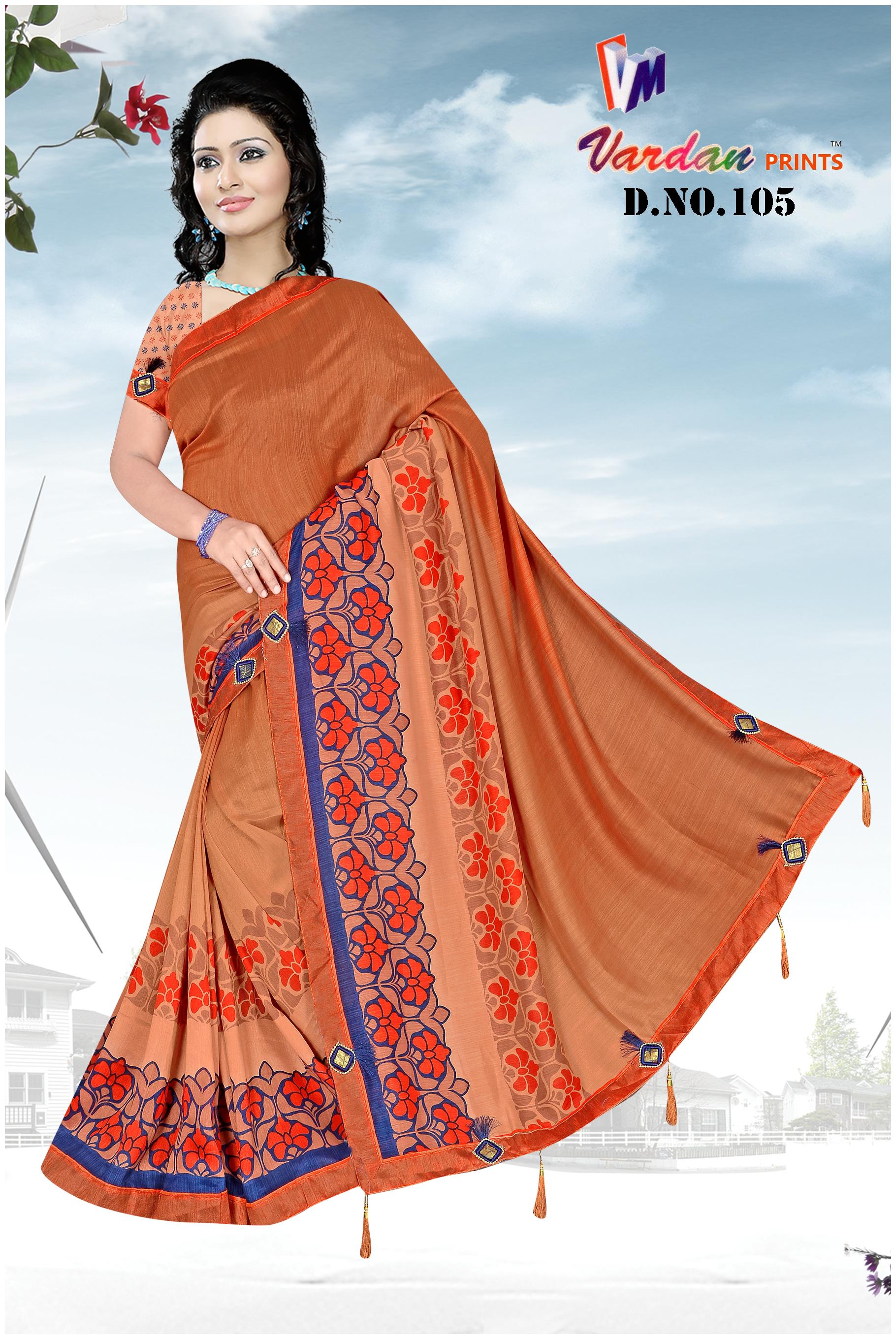 

Vardan Prints designer border saree with blouse piece
