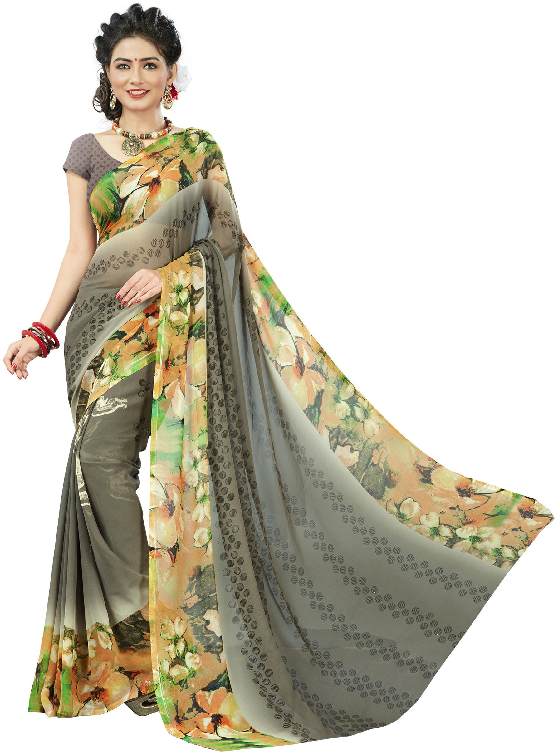 

Vardan Prints Beautiful Bollywood Printed Georgette saree with Blouse Piece