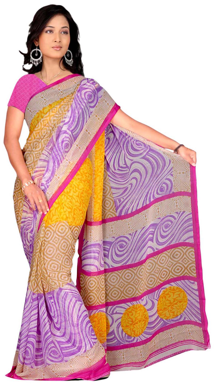 

Vardan Prints Purple Chiffon Saree