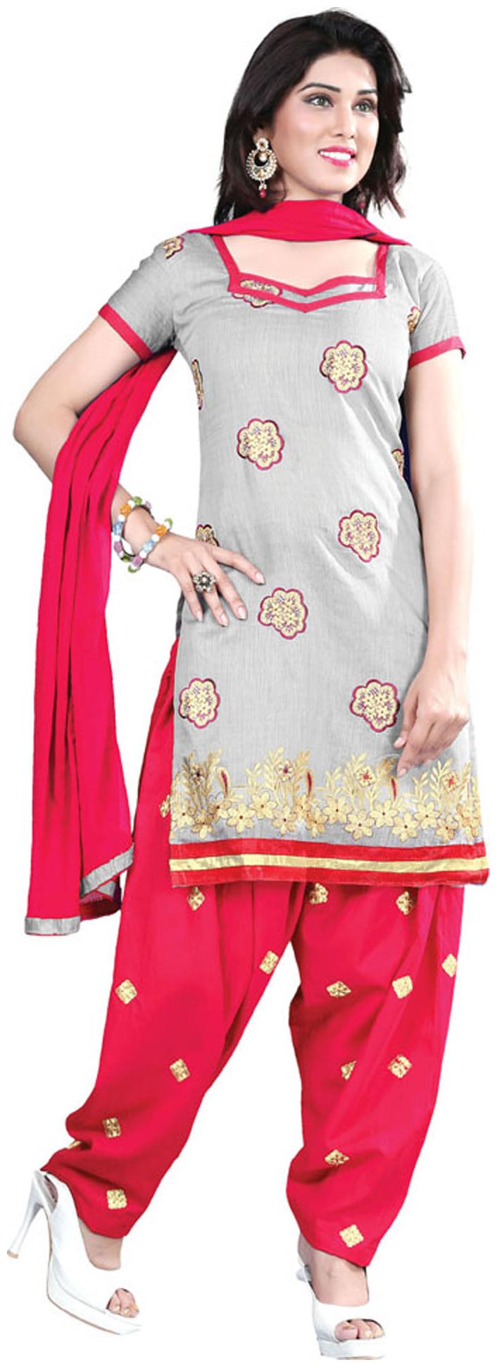 

Shree Vardhman Grey Chanderi Dress Material