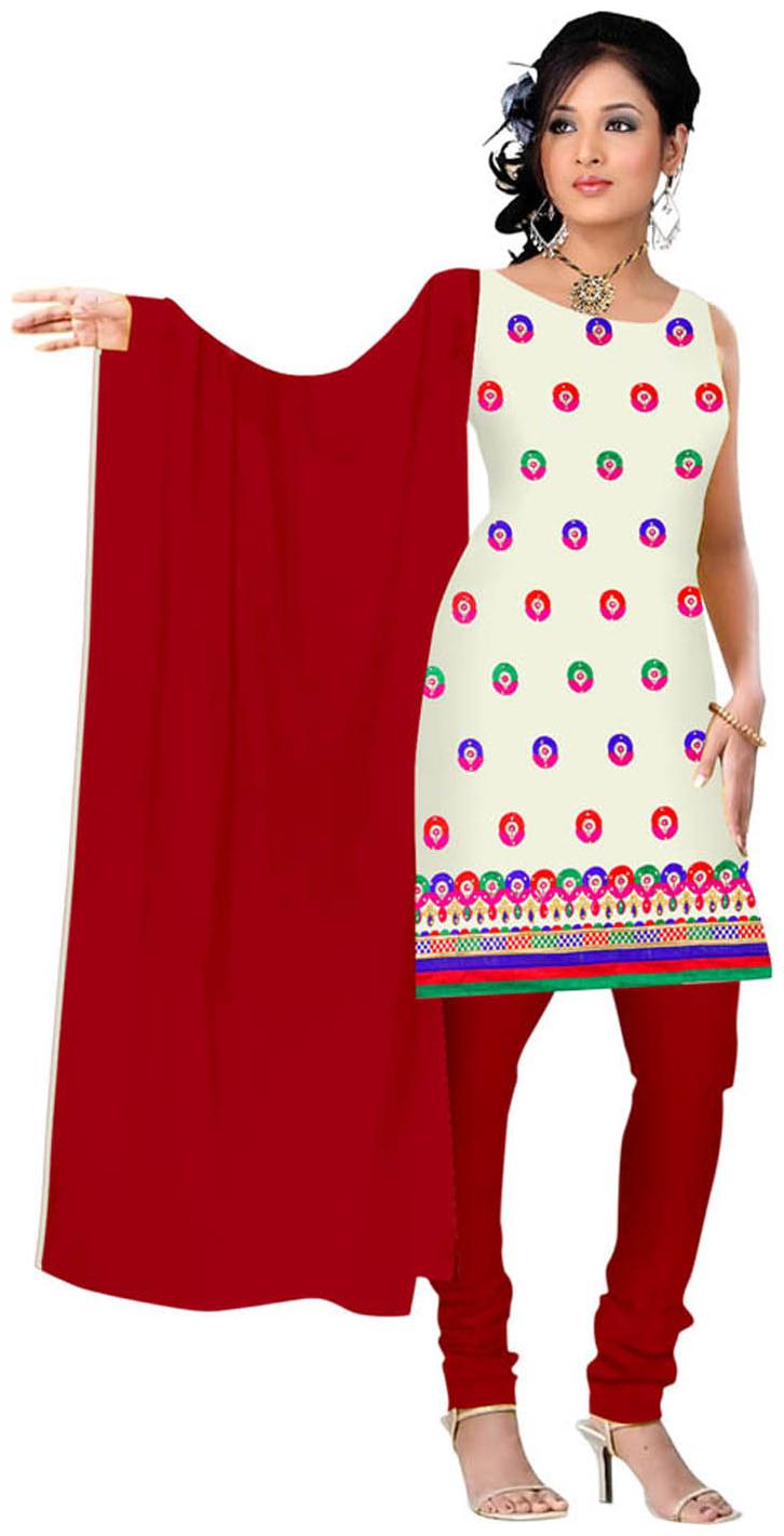 

Shree Vardhman White Chanderi Dress Material
