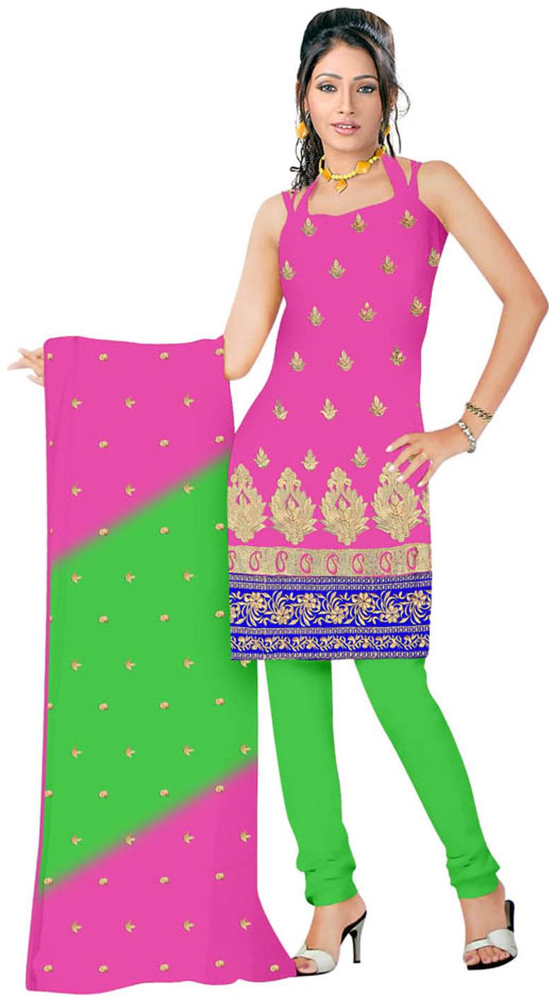 

Shree Vardhman Pink Chanderi Dress Material