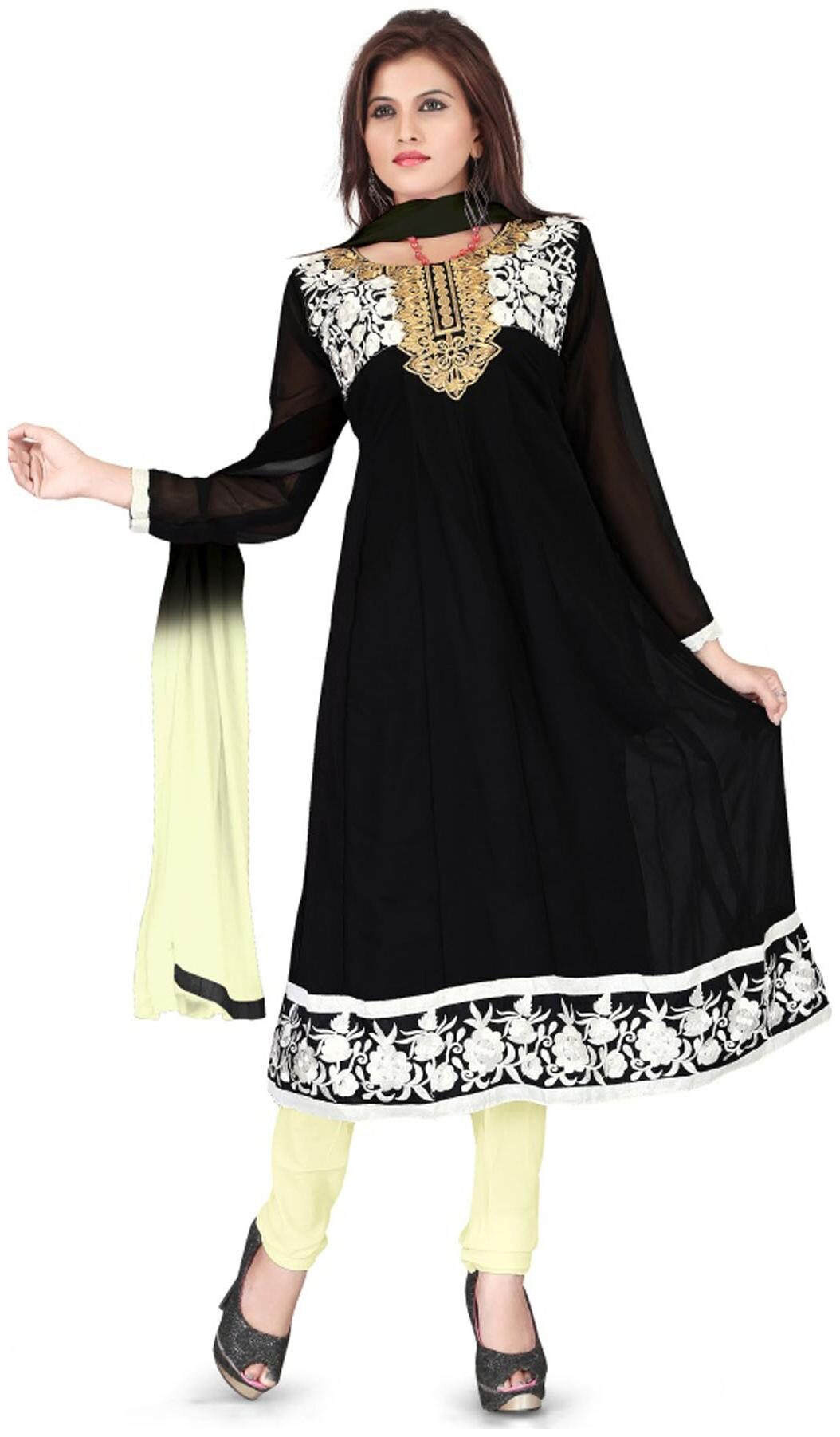 

Shree Vardhman Black Faux Georgette Dress Material