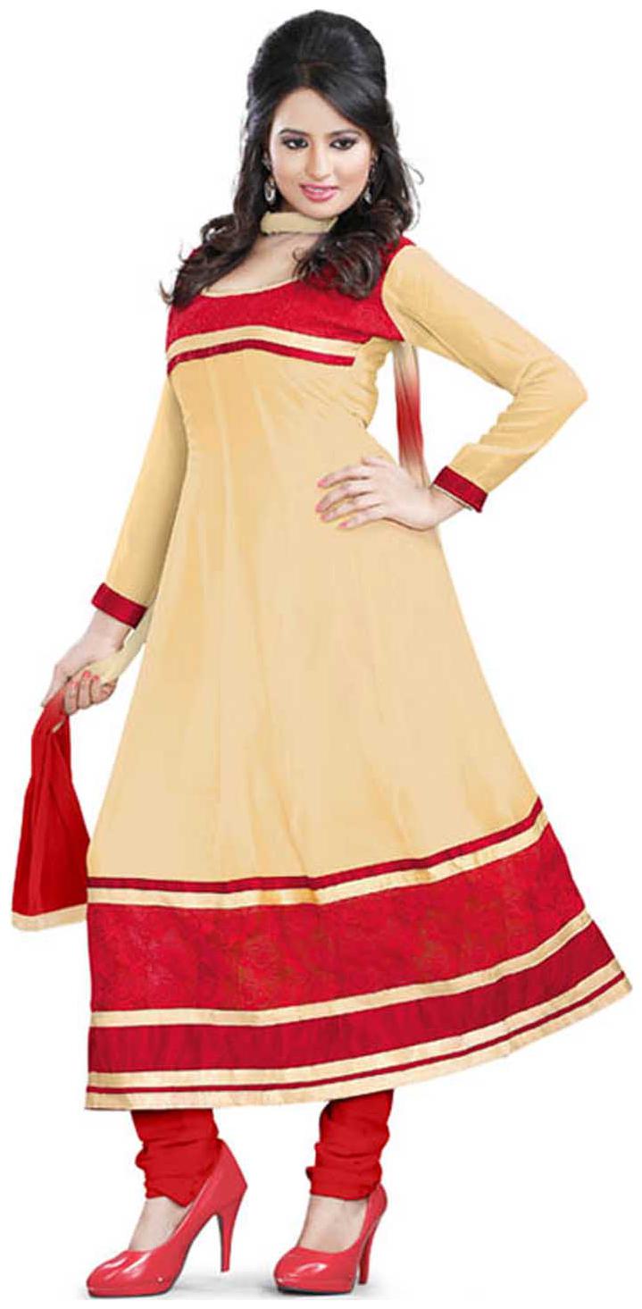 

Shree Vardhman Beige Faux Georgette Dress Material