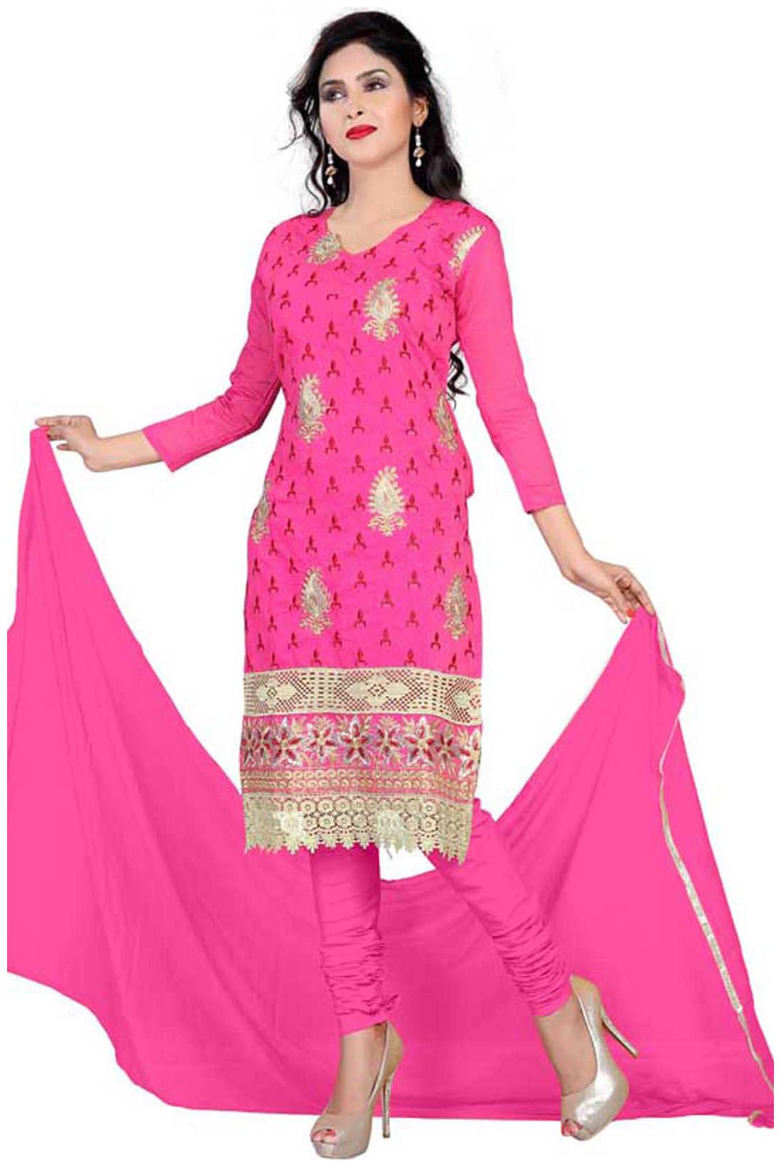 

Shree Vardhman Pink Chanderi Dress Material