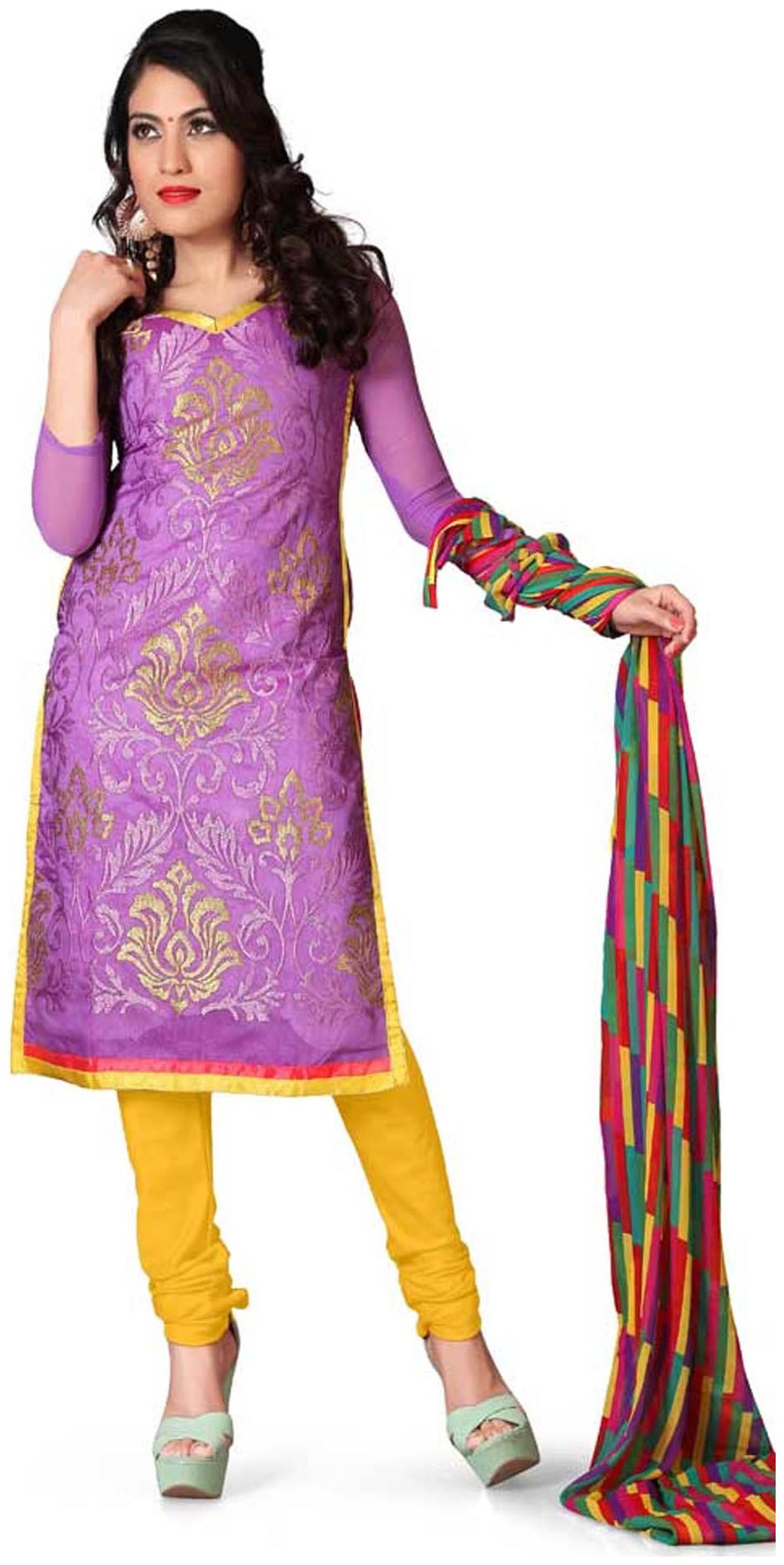 

Shree Vardhman Purple Chanderi Dress Material