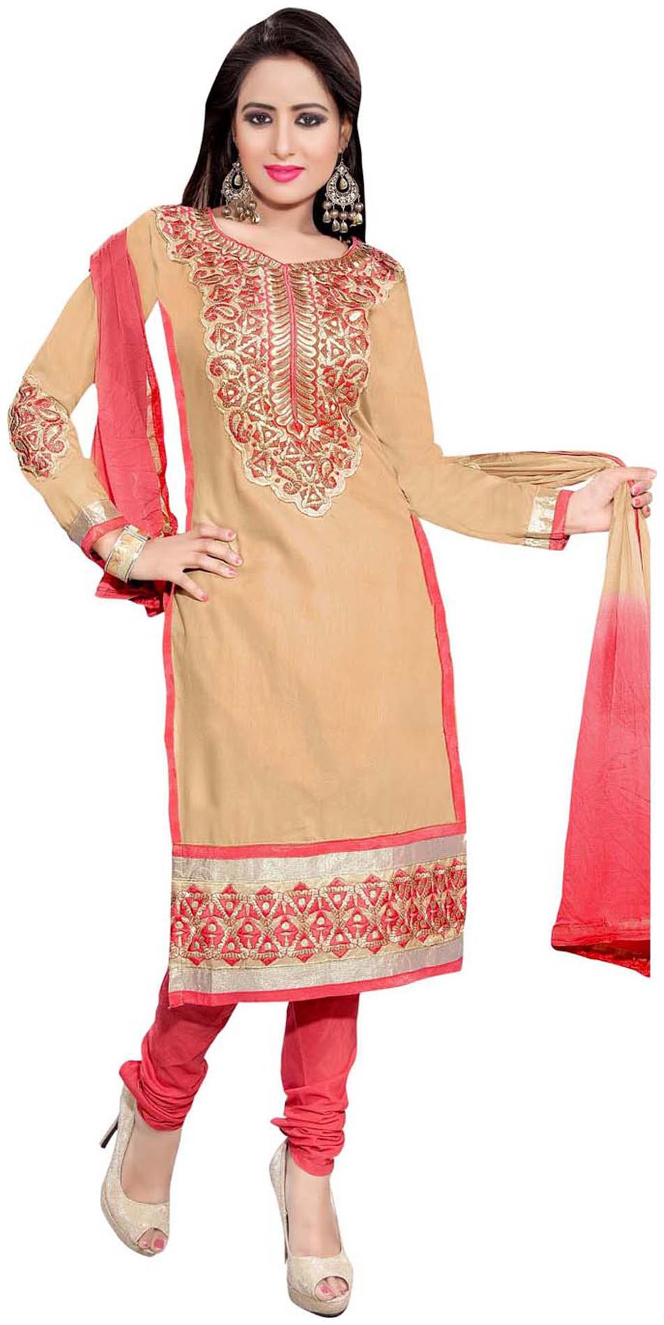 

Shree Vardhman Beige Cotton Dress Material
