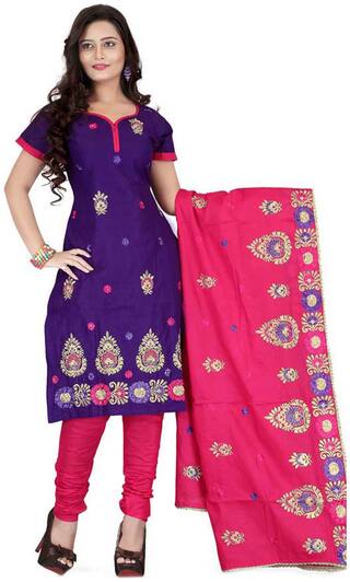 Shree Vardhman  Purple Cotton Dress Material