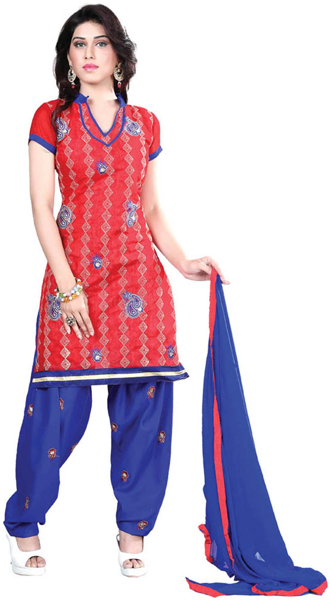 

Shree Vardhman Red Chanderi Dress Material