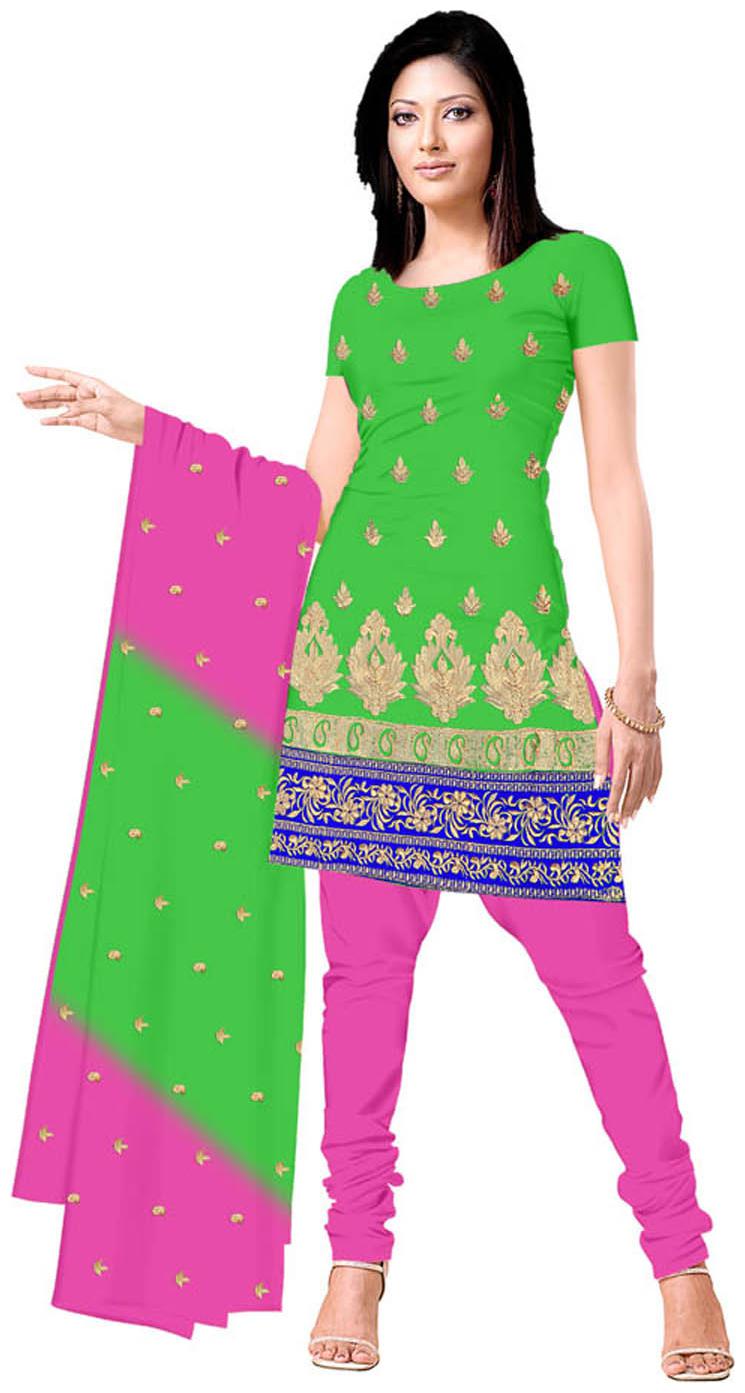

Shree Vardhman Green Chanderi Dress Material