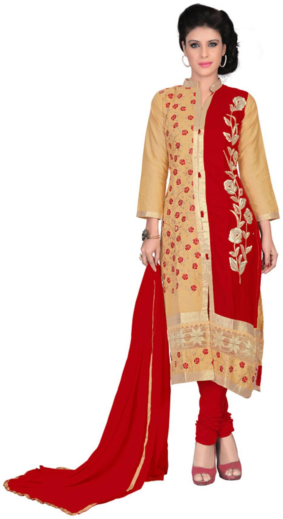 

Shree Vardhman Beige Cotton Dress Material