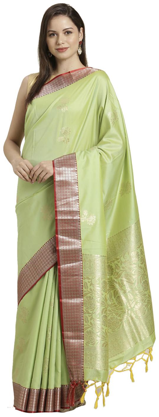 

Varkala Silk Sarees Silk Zari Work Party Universal Saree Green