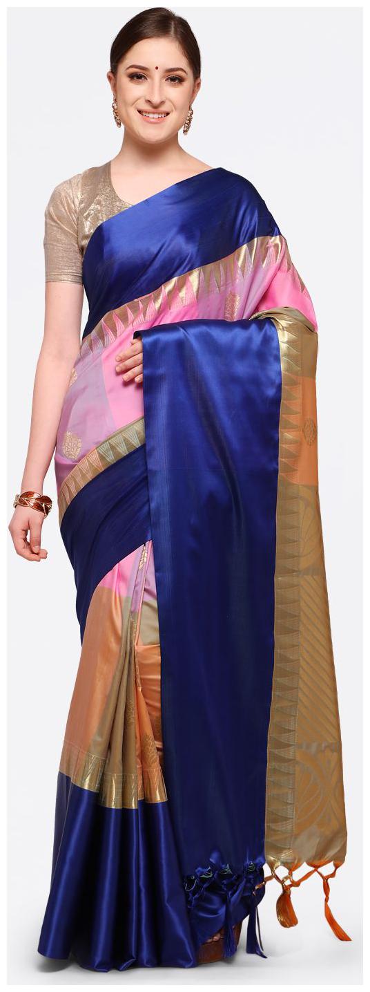 

Varkala Silk Sarees Multicolor Woven Checks Katan Silk Kanchipuram Silk Saree