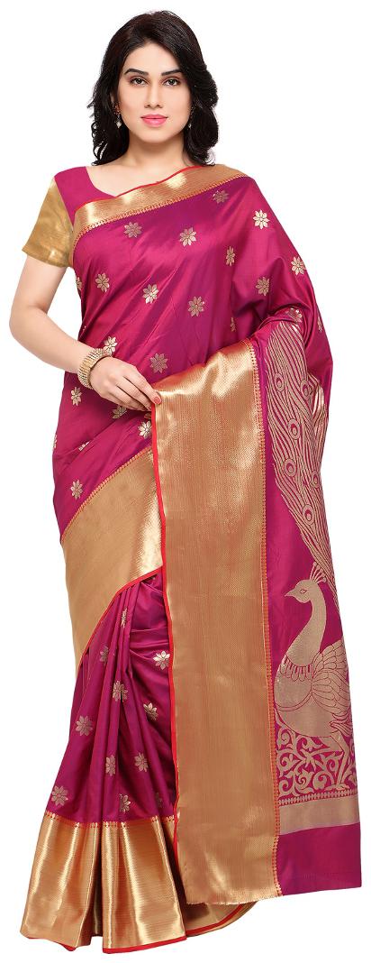 

Varkala Silk Sarees Woven Self Design Art Silk Paithani Silk Saree-Pink Violet-JB5004RNV