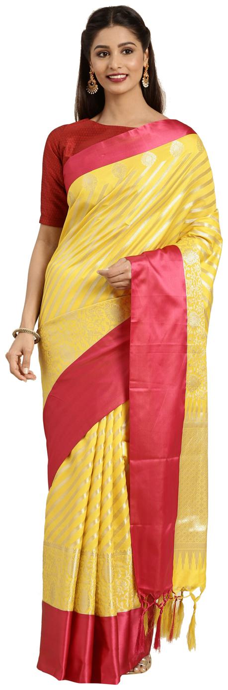 

Varkala Silk Sarees Silk Universal Yellow Saree With Blouse