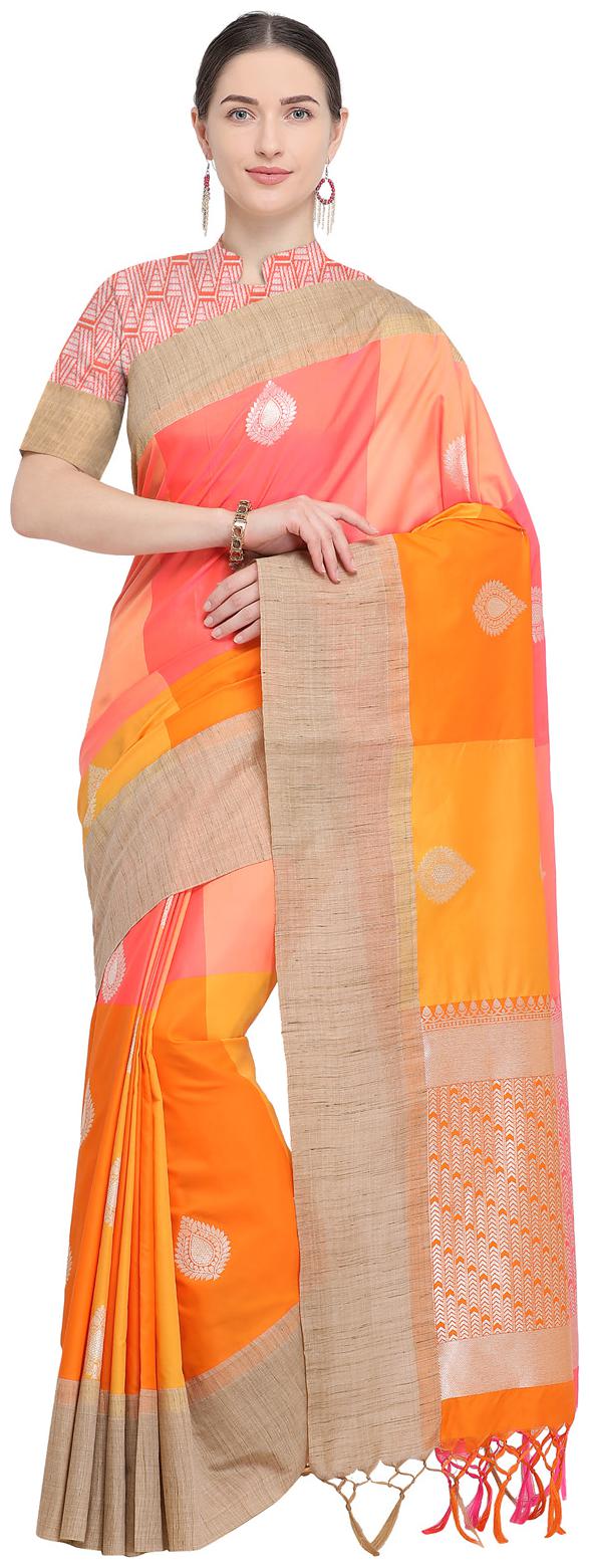 

Varkala Silk Sarees Multi Katan Silk Blended Zari Work Banarasi Saree With Blouse